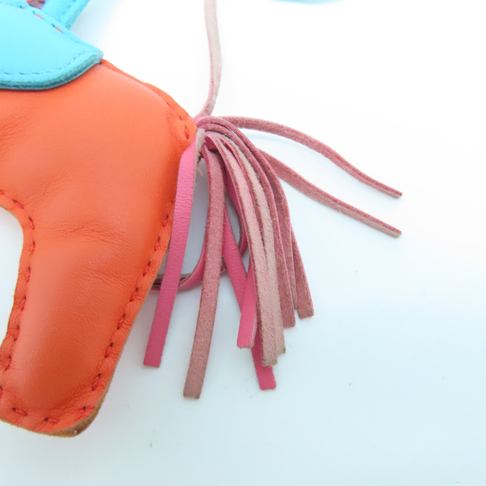 HERMES Veau Swift Leather Rodeo MM Charm Orange/Blue/Pink