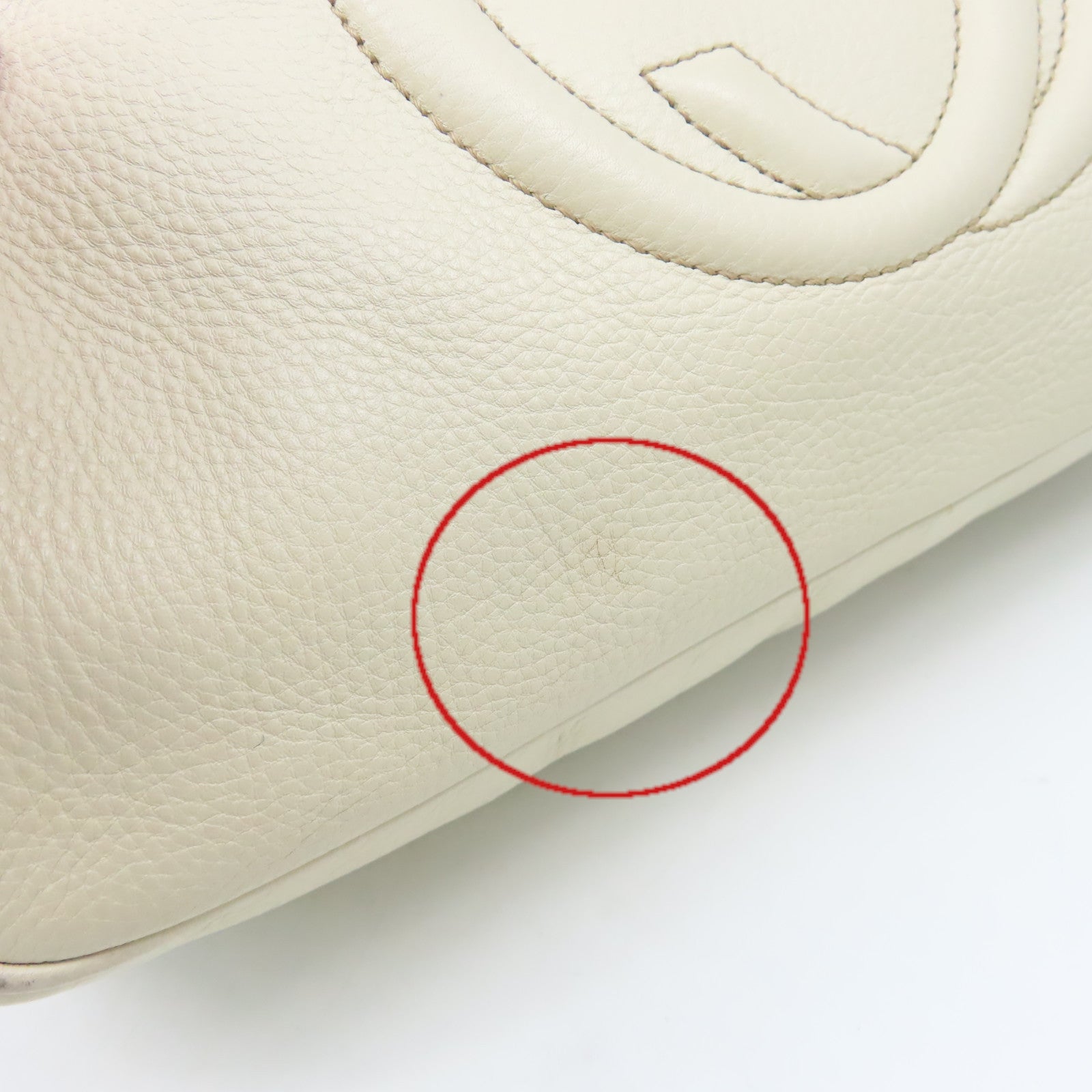 GUCCI 【激減優惠】牛皮皮革Chain Shoulder Bag金扣鏈帶肩背袋米白色