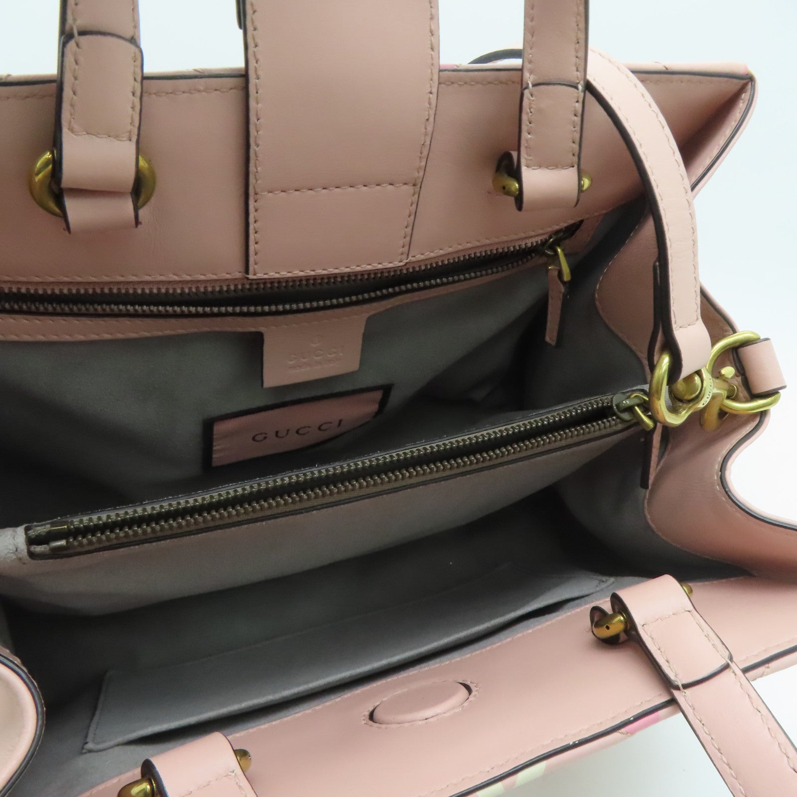 GUCCI twill cowhide leather 2way Shoulder Bag gold buckle handle shoulder bag pink