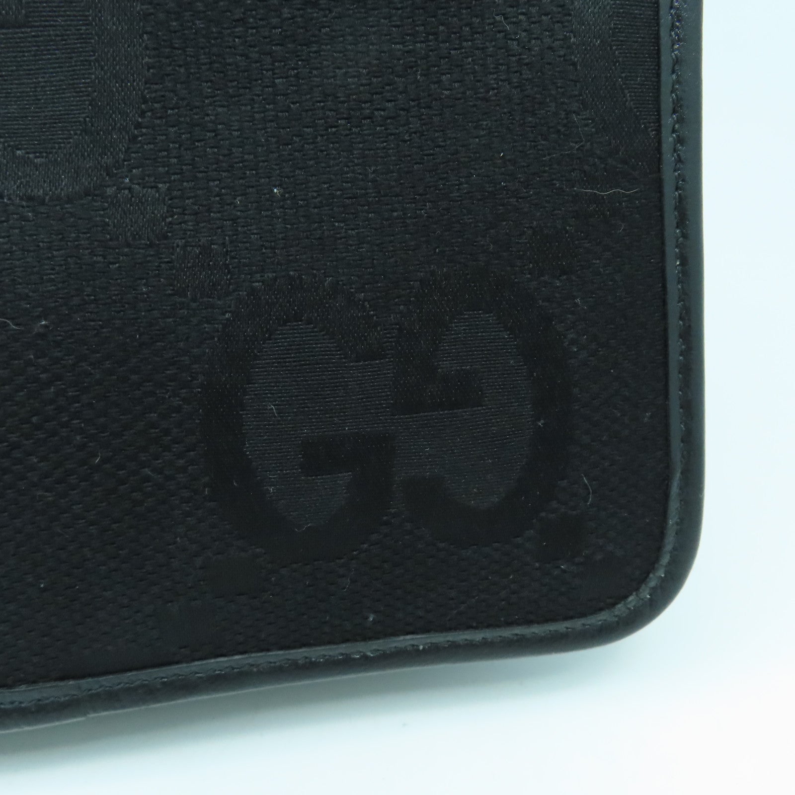 GUCCI 帆布Jumbo GG銀扣肩背袋黑色