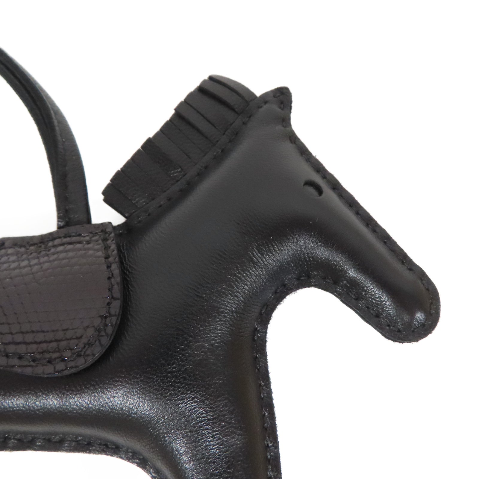 HERMES Swift皮革Rodeo MM Touch掛飾黑色