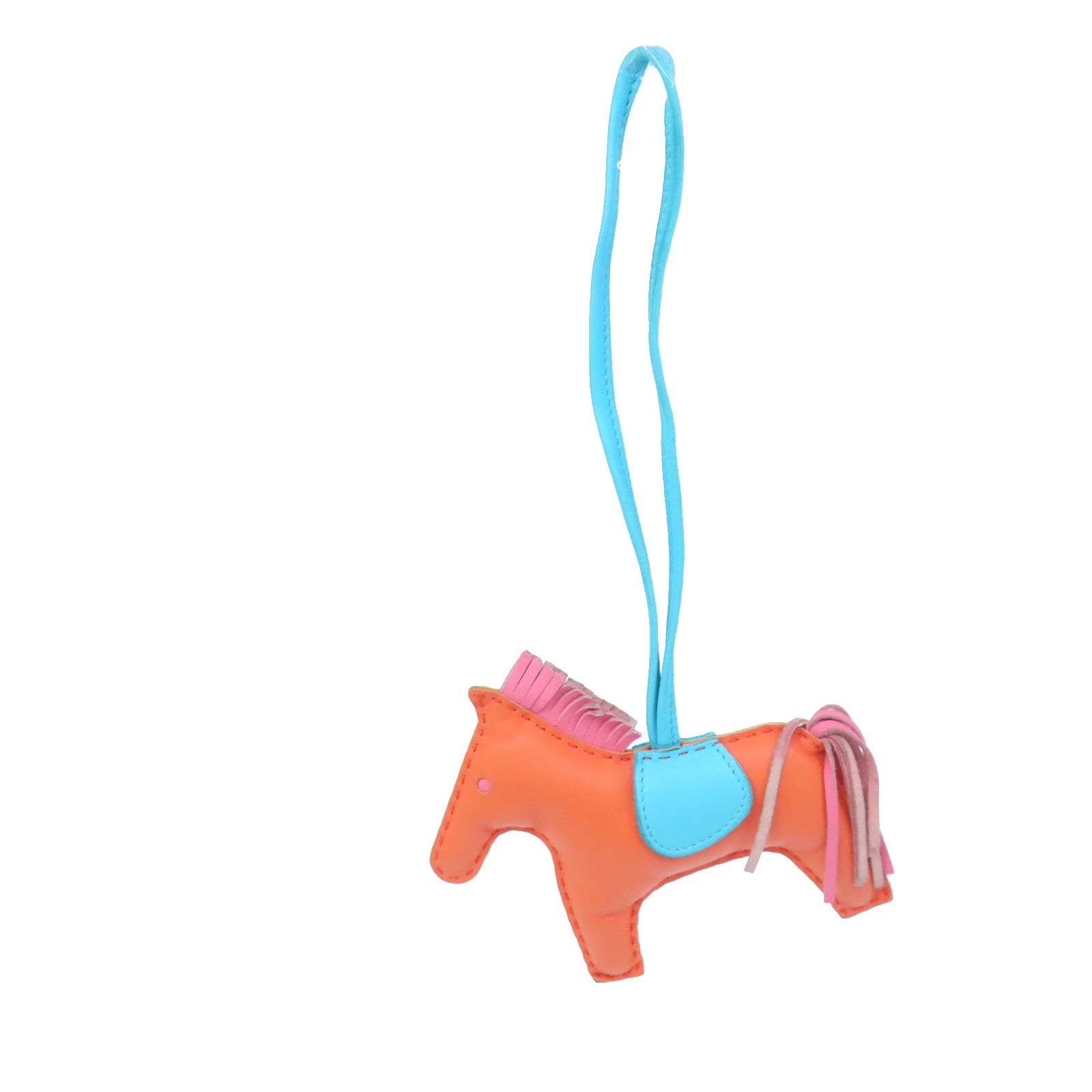 HERMES Veau Swift Leather Rodeo MM Charm Orange/Blue/Pink