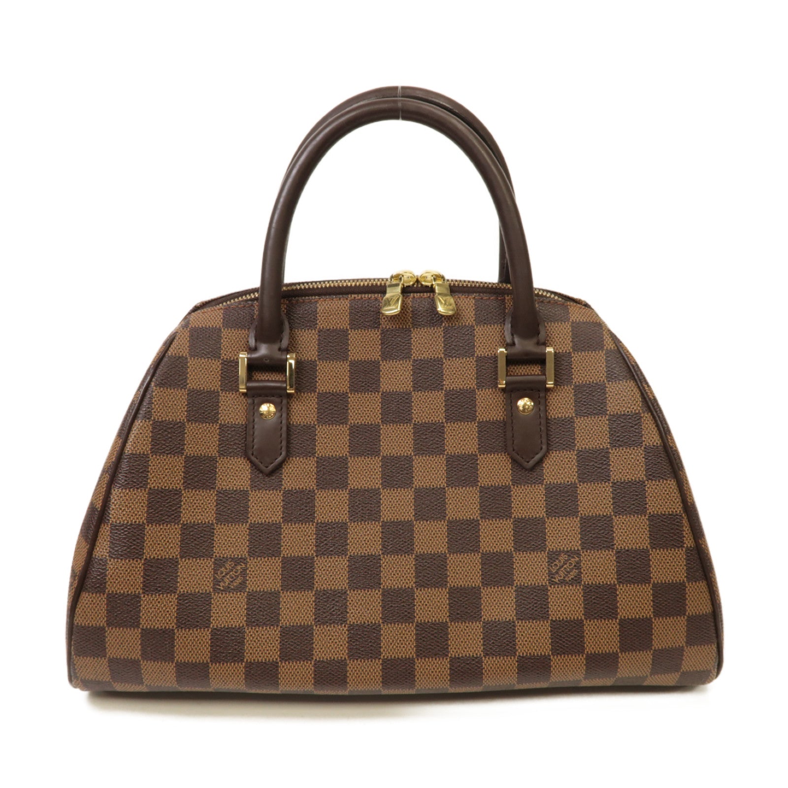 LOUIS VUITTON Damier Ribera MM金扣手挽袋啡色