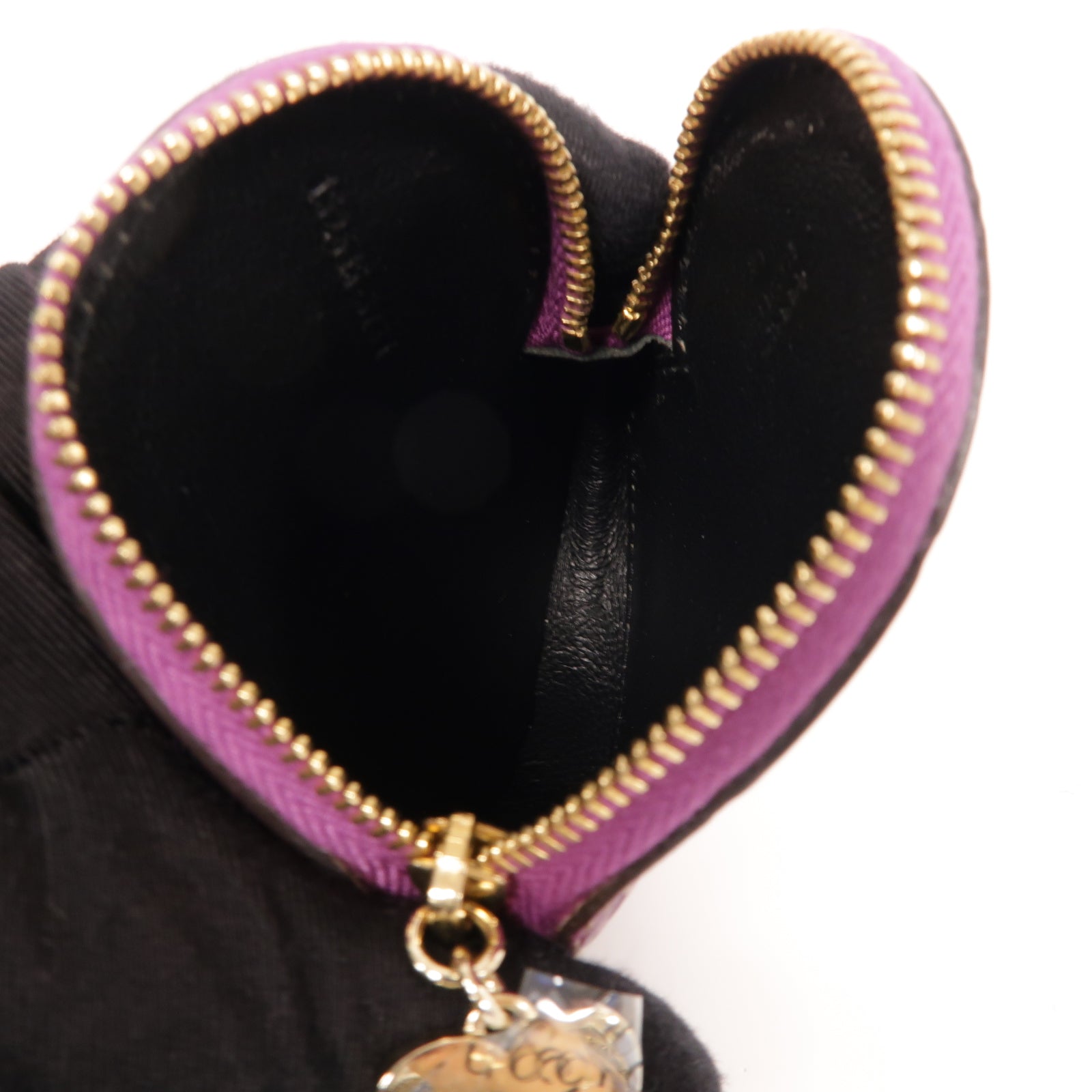 GUCCI 牛皮皮革Heart shaped coin purse金扣零錢包紫色