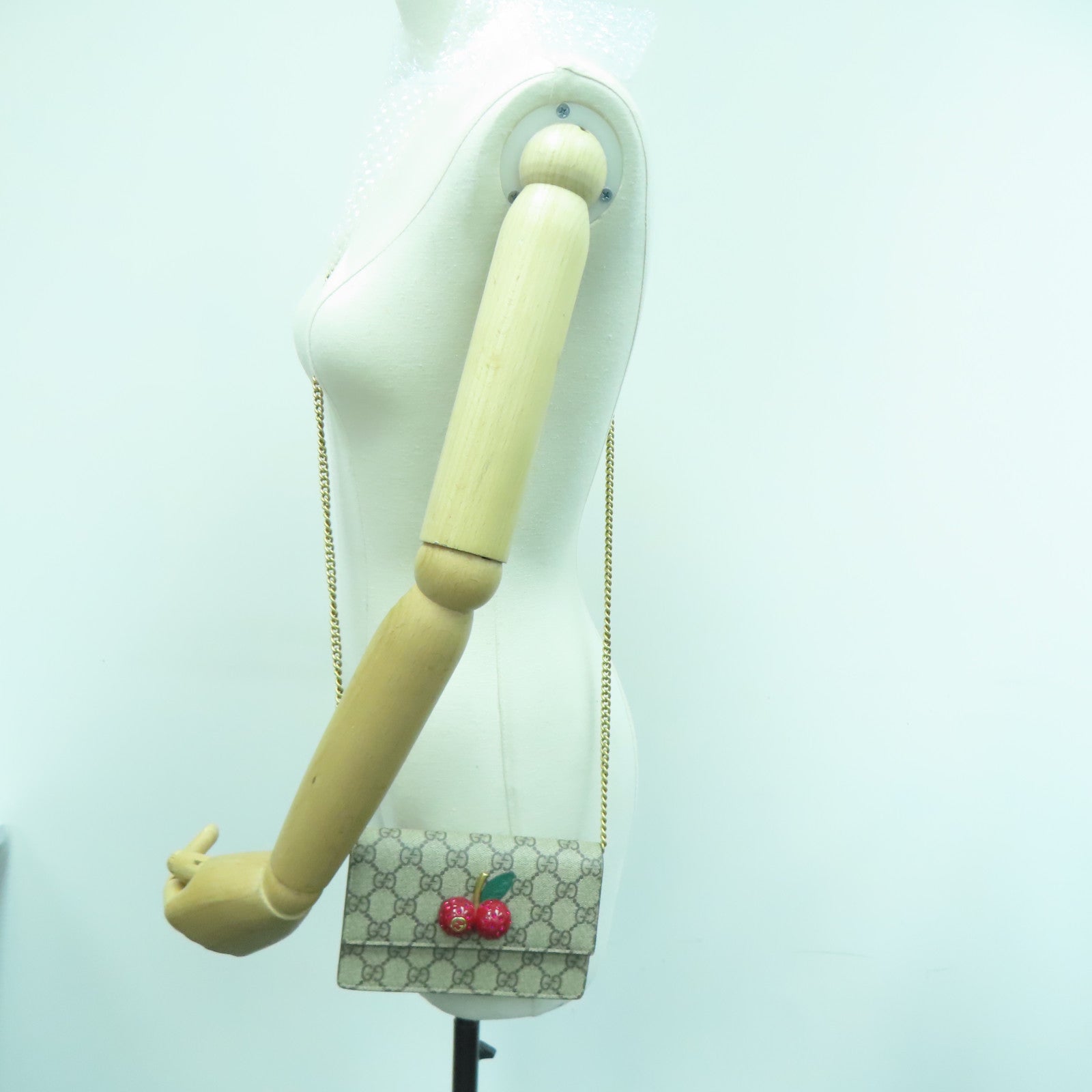 GUCCI 帆布Wallet On Chain金扣鏈帶肩背袋啡色