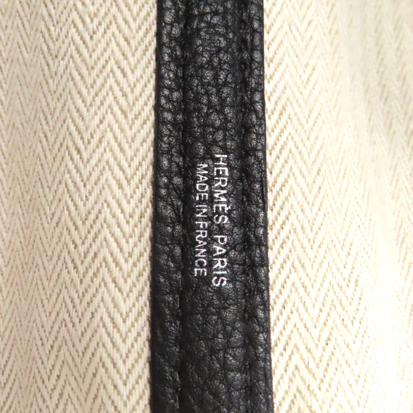 HERMES Clemence皮革Garden Party PM銀扣手挽袋黑色