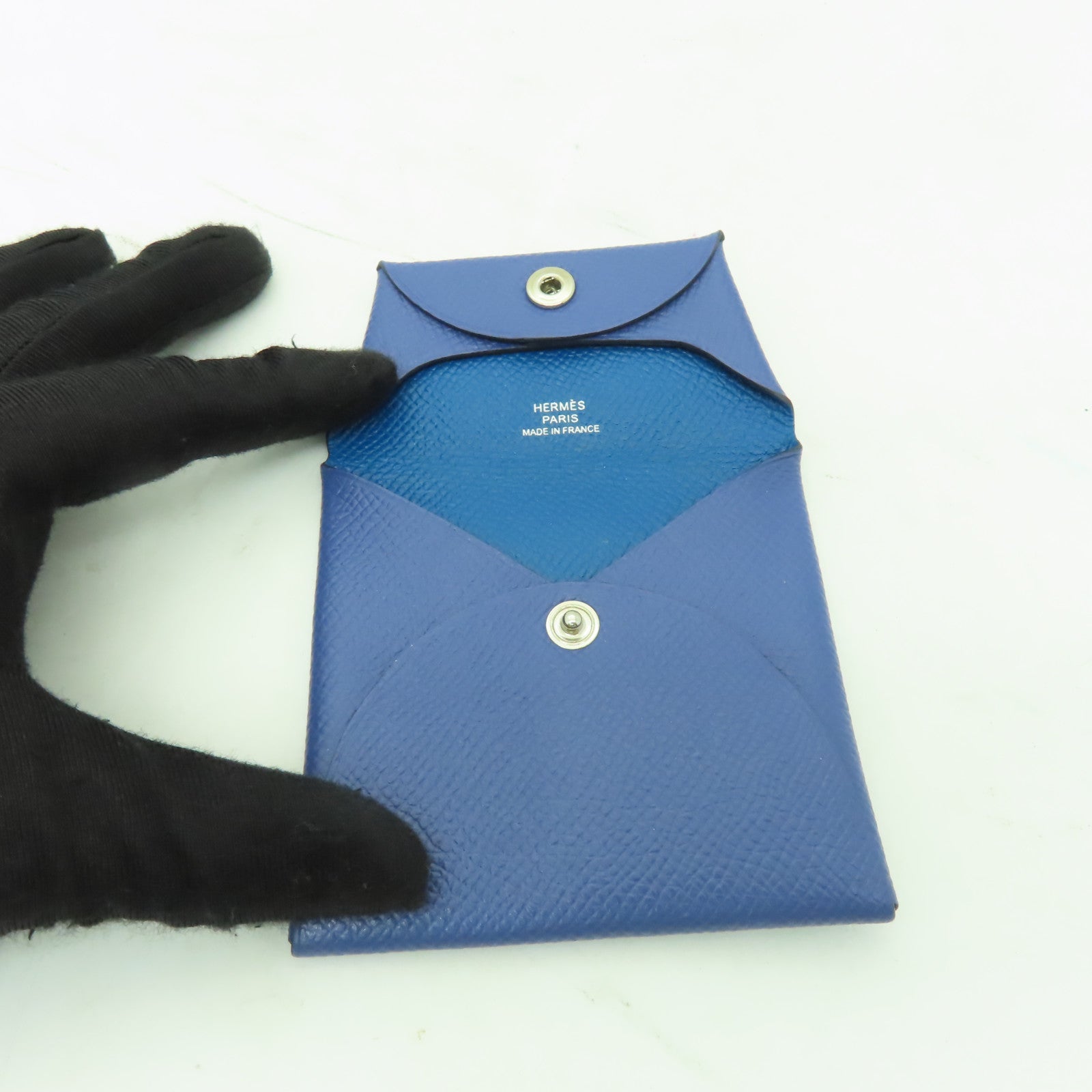 HERMES Epsom皮革Bastia Coins Case零錢包Bleu Agate深藍瑪瑙色