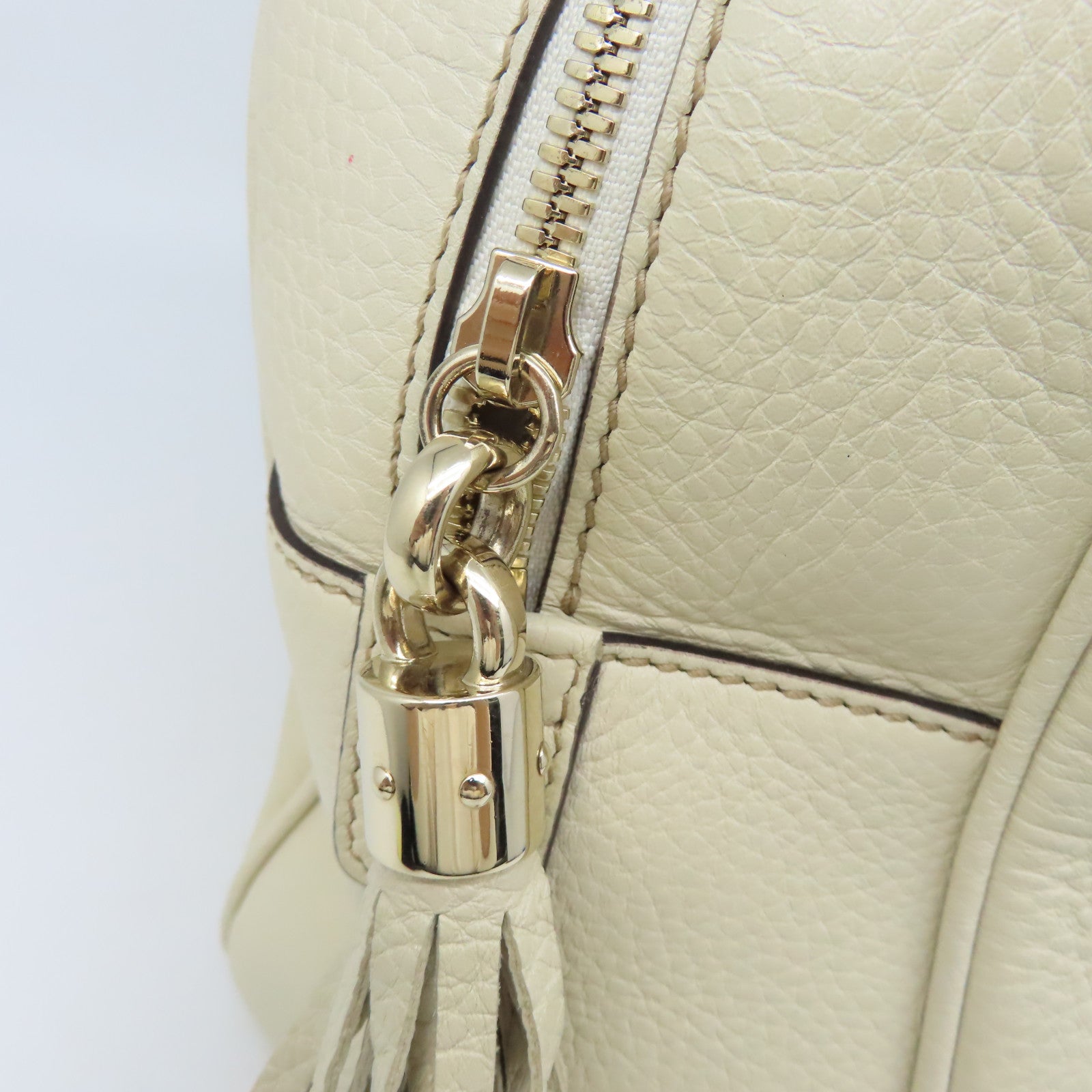 GUCCI 【激減優惠】牛皮皮革Chain Shoulder Bag金扣鏈帶肩背袋米白色