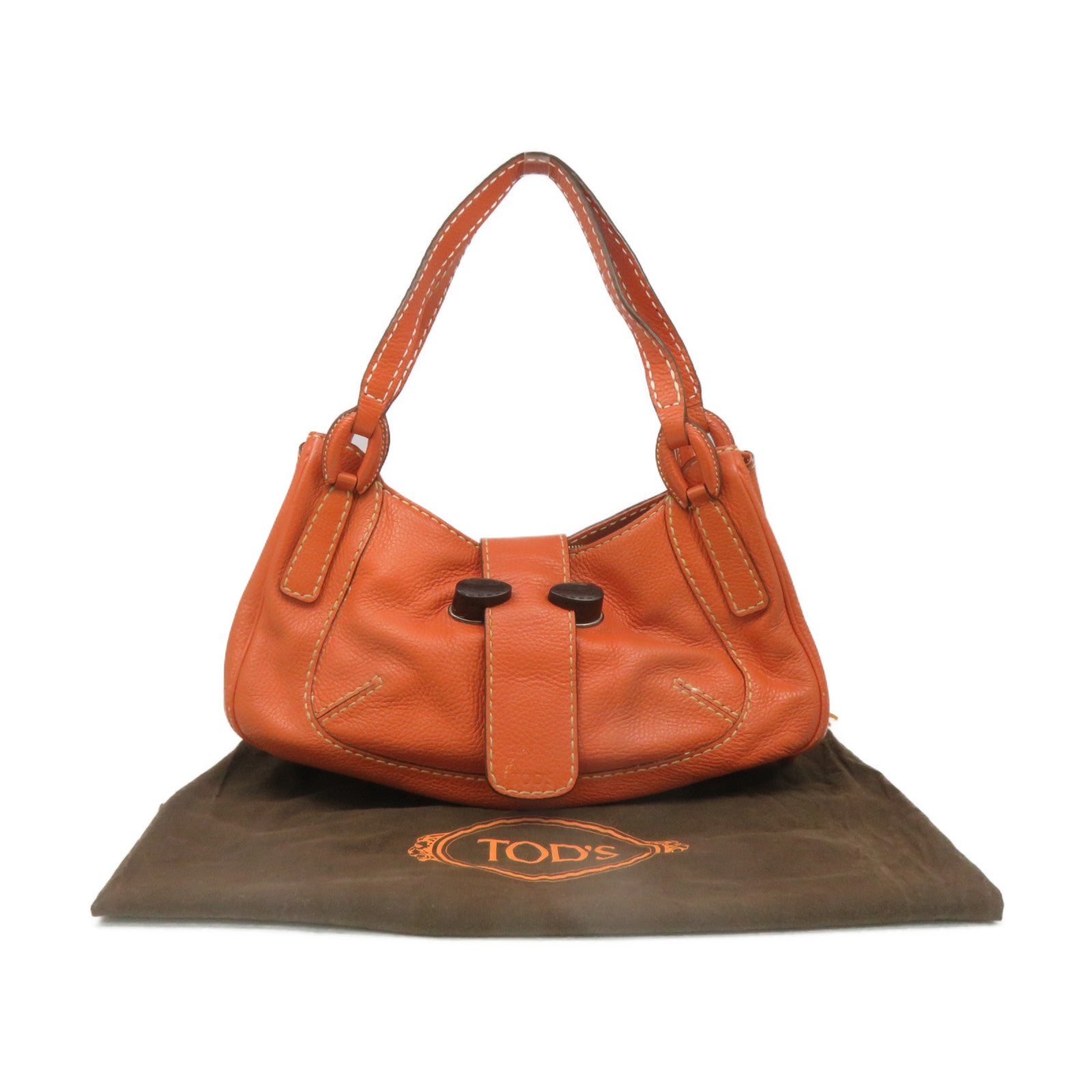 TOD’S 【激減優惠】牛皮皮革Shoulder Bag肩背袋橙色