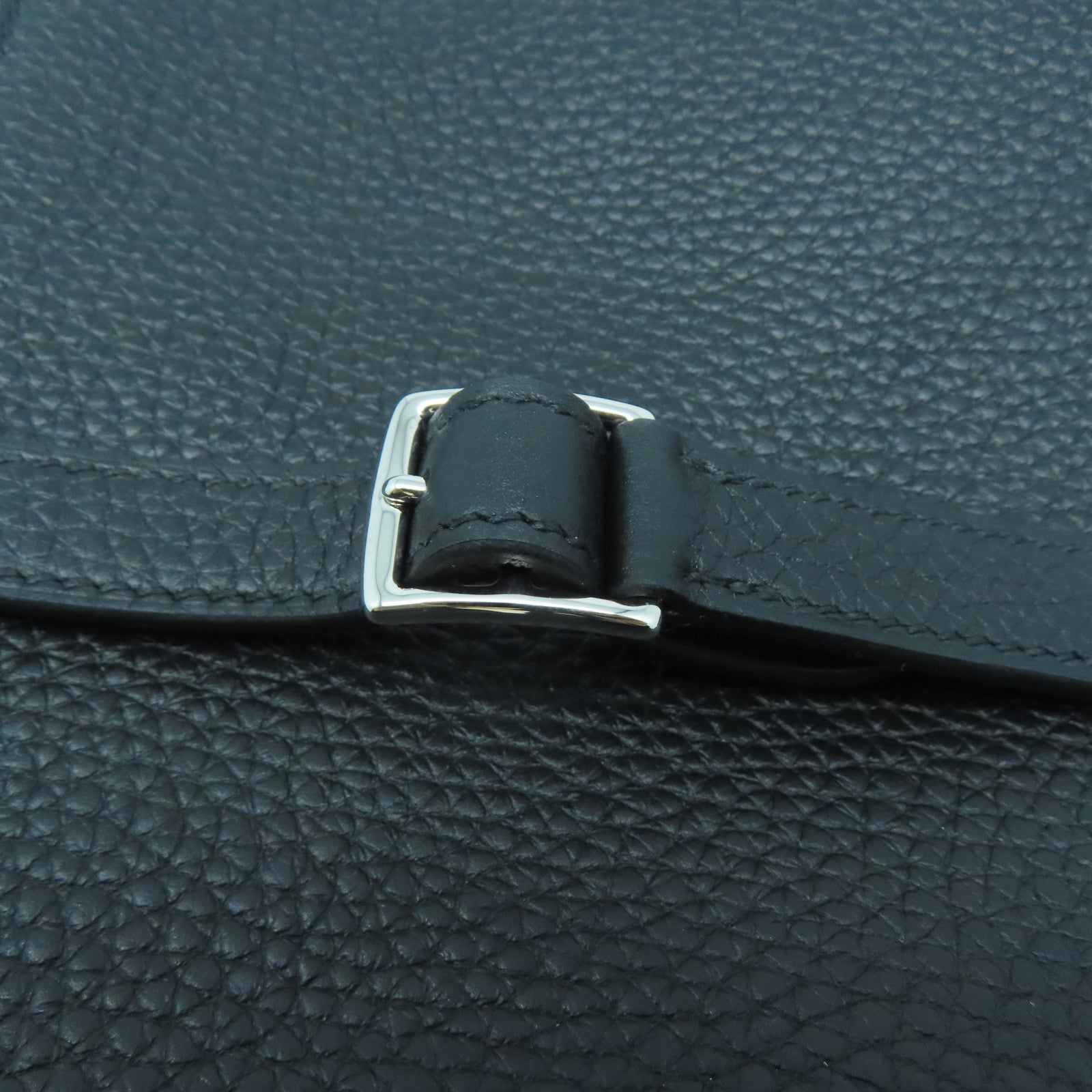 HERMES Clemence皮革Halzan 25銀扣手挽肩背兩用袋黑色