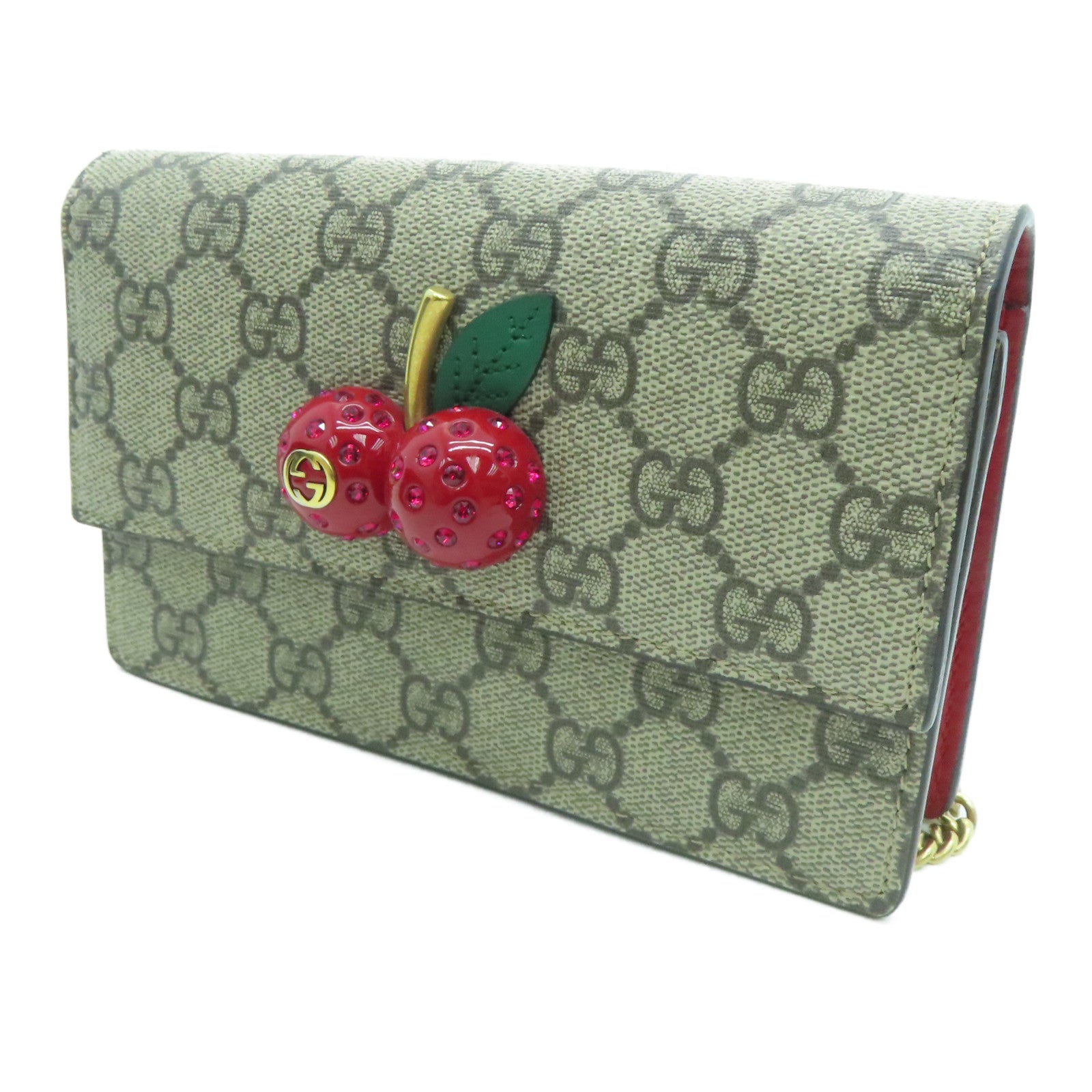 GUCCI 帆布Wallet On Chain金扣鏈帶肩背袋啡色