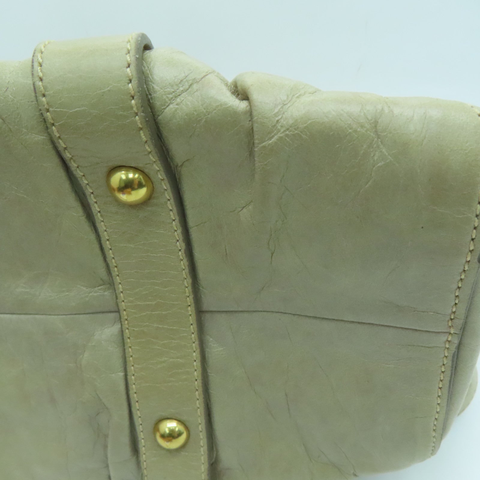 Miu Miu 牛皮皮革2 Way Shoulder金扣手挽肩背两用袋米色