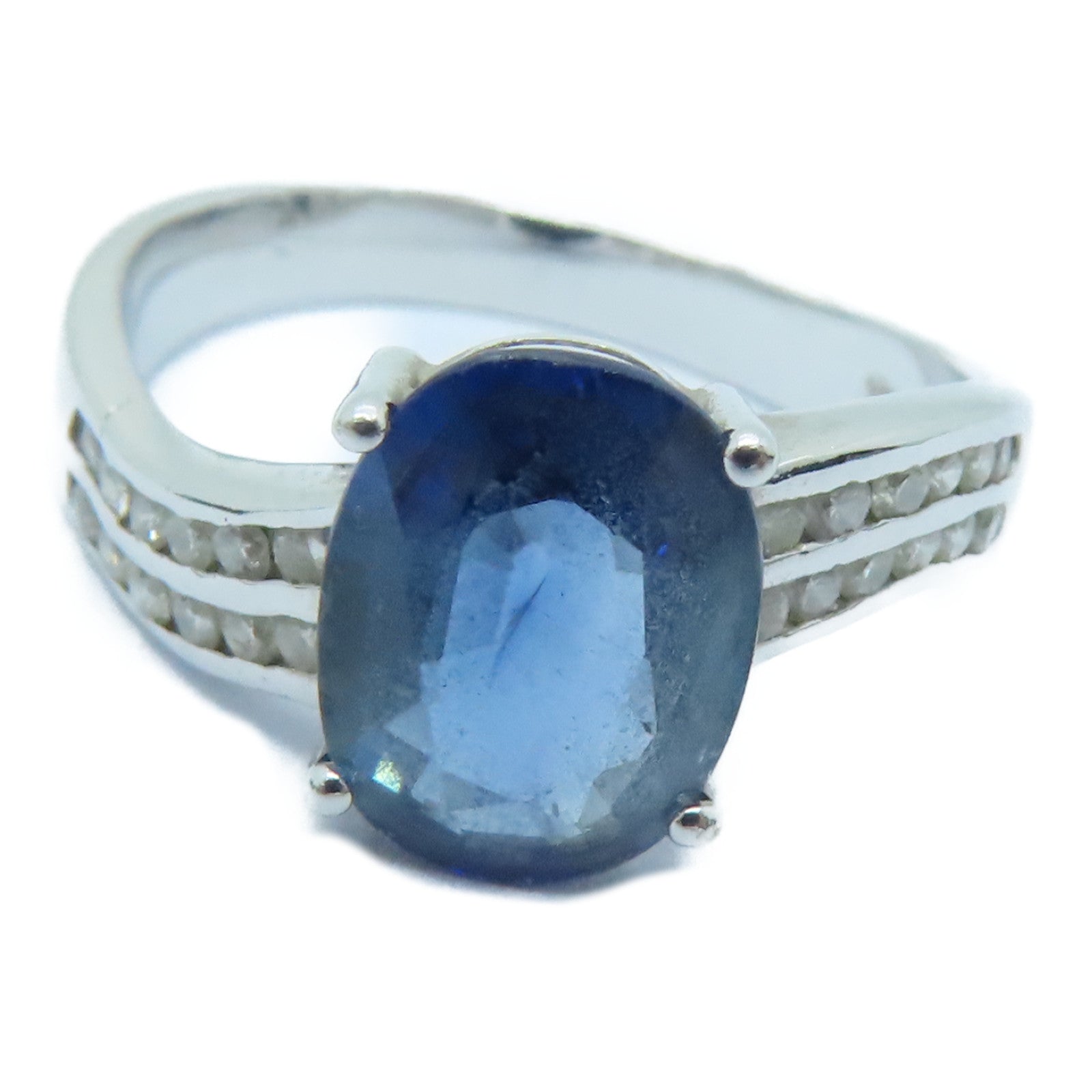 JEWELRY [Sharp Discount] 18K White Gold Sapphire Sapphire Ring US#6