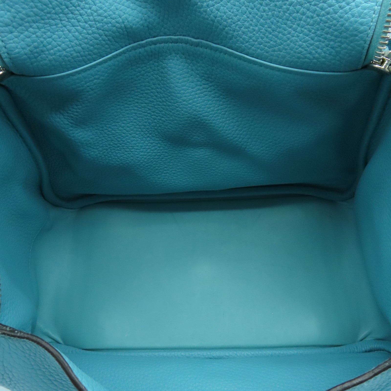 HERMES Clemence皮革Lindy 30银扣手挽肩背两用袋Bleu Atoll蓝色