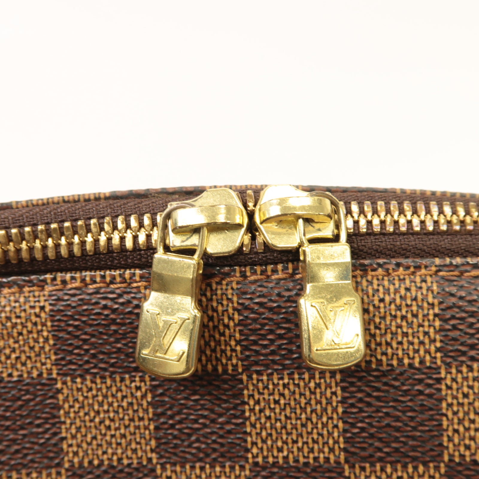 LOUIS VUITTON Damier Ribera MM金扣手挽袋啡色