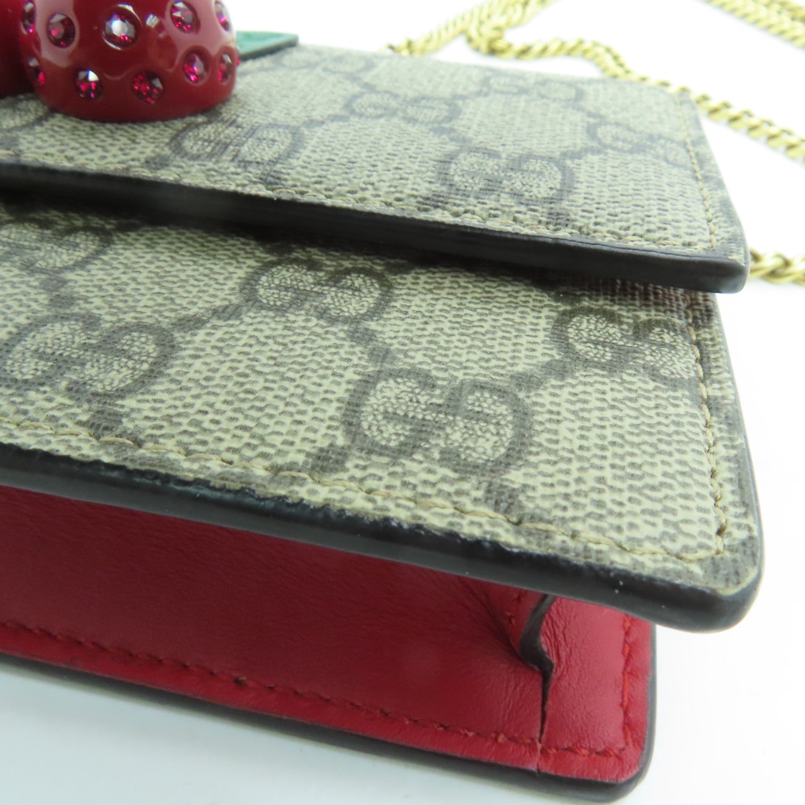 GUCCI 帆布Wallet On Chain金扣鏈帶肩背袋啡色