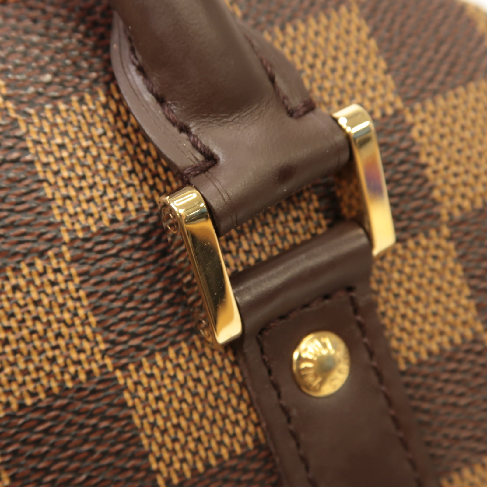 LOUIS VUITTON Damier Ribera MM金扣手挽袋啡色