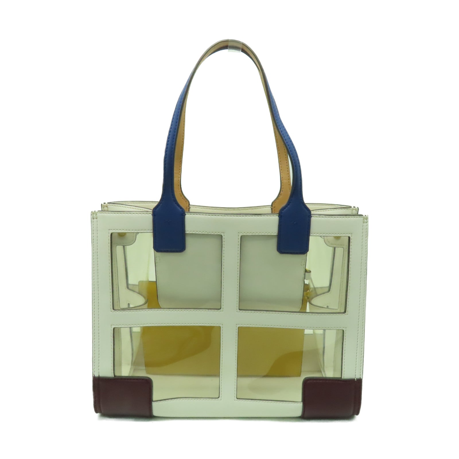 Tory Burch PVC/牛皮皮革Handbag金扣手挽袋白色/綠色/藍色