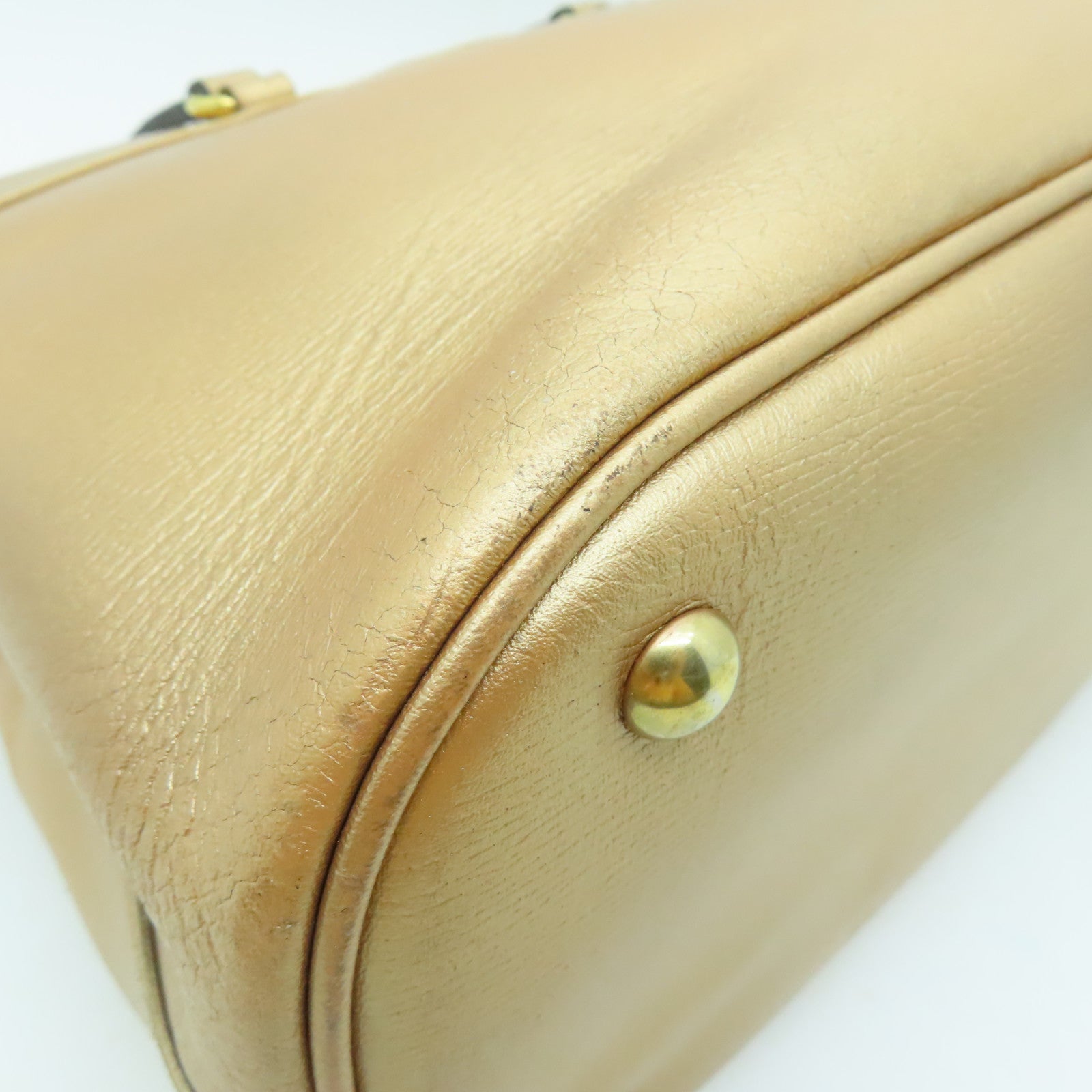 GUCCI 【激減優惠】牛皮皮革Horsebit Handbag金扣手挽肩背兩用袋金色