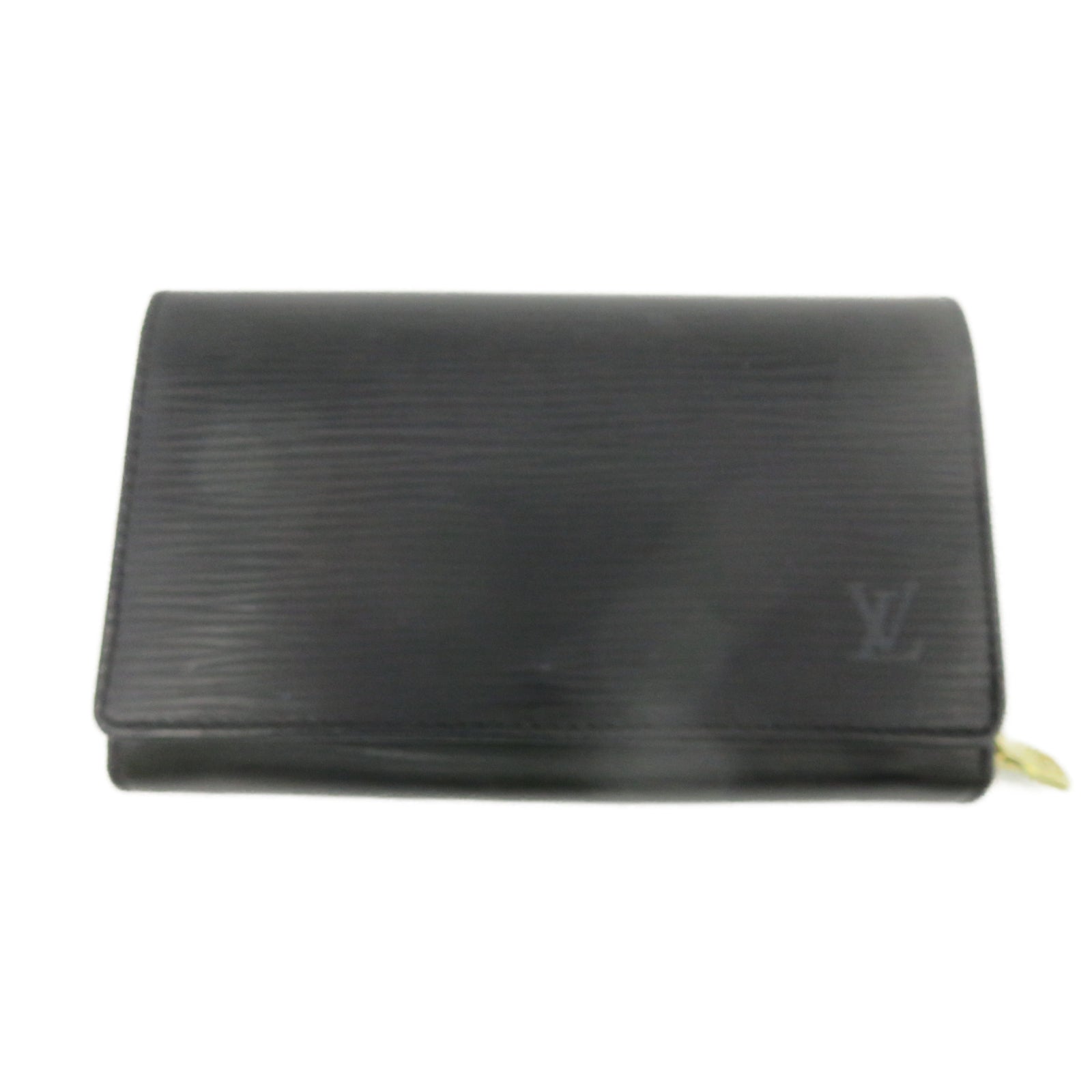 LOUIS VUITTON Epi Leather Wallet Gold Buckle Wallet Black