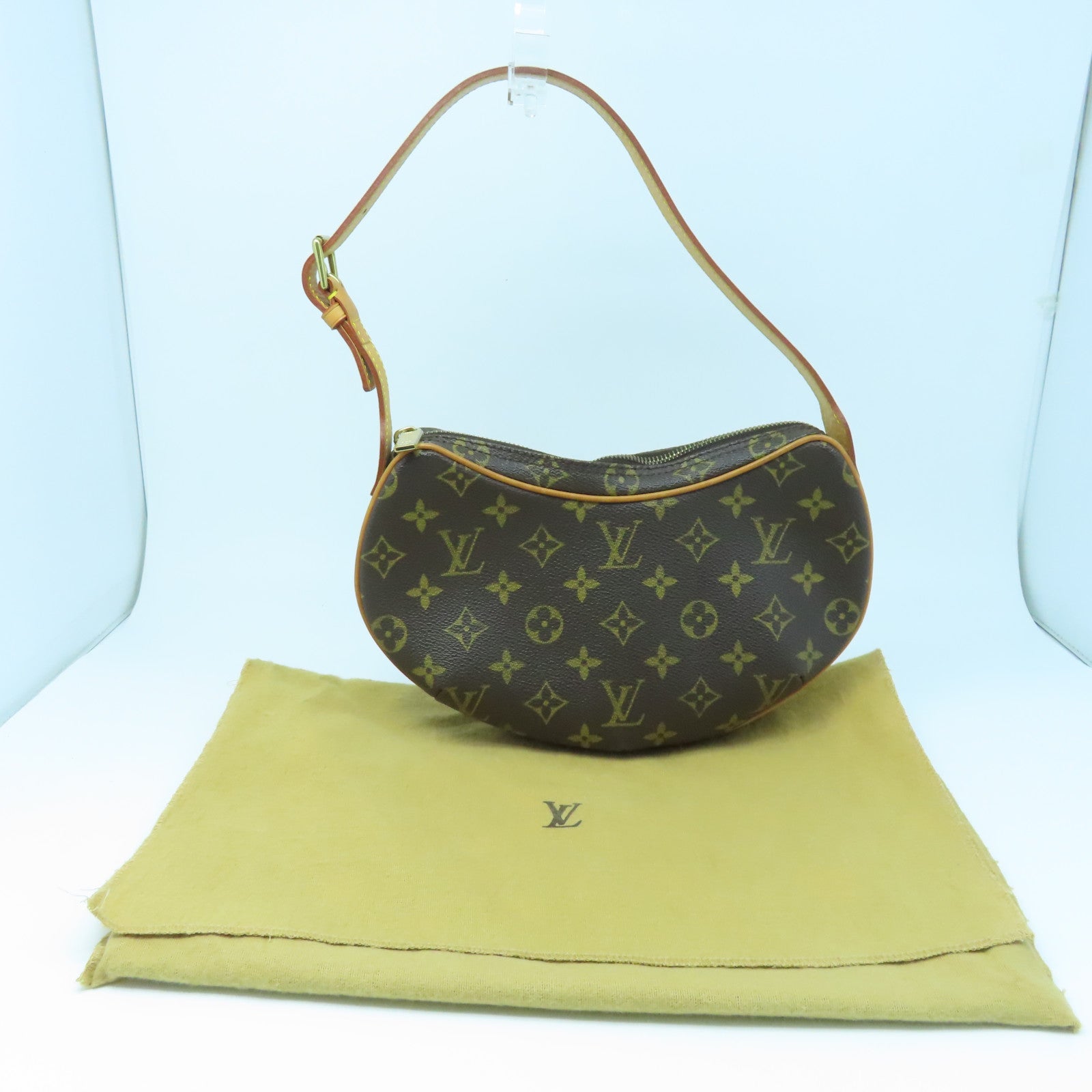 LOUIS VUITTON Monogram Croissant PM Hand Bag金扣手挽袋啡色