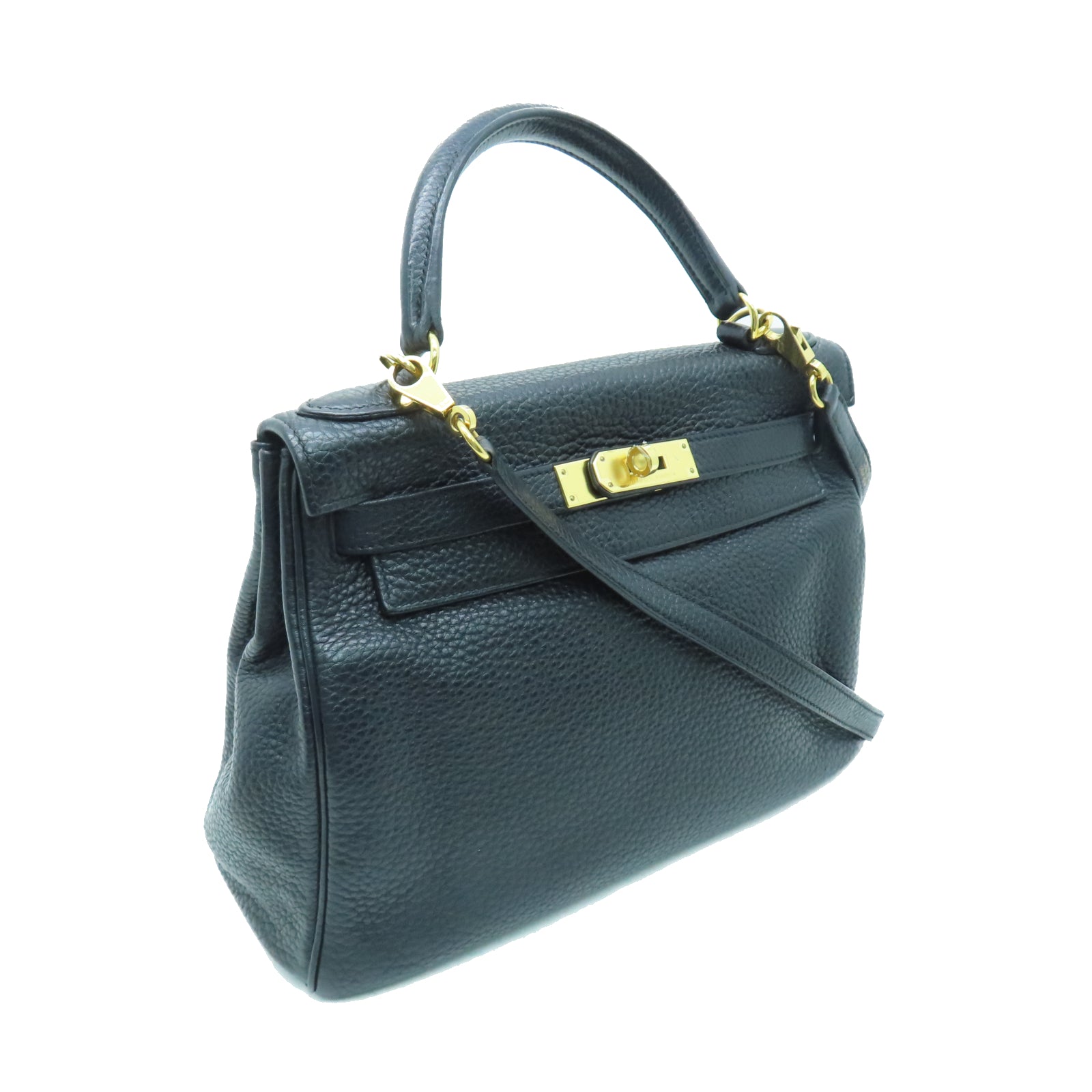 HERMES 【激減優惠】Clemence皮革Kelly 28金扣手挽肩背兩用袋黑色