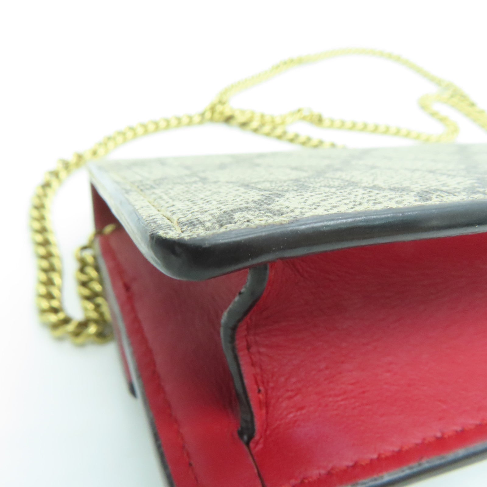 GUCCI 帆布Wallet On Chain金扣鏈帶肩背袋啡色