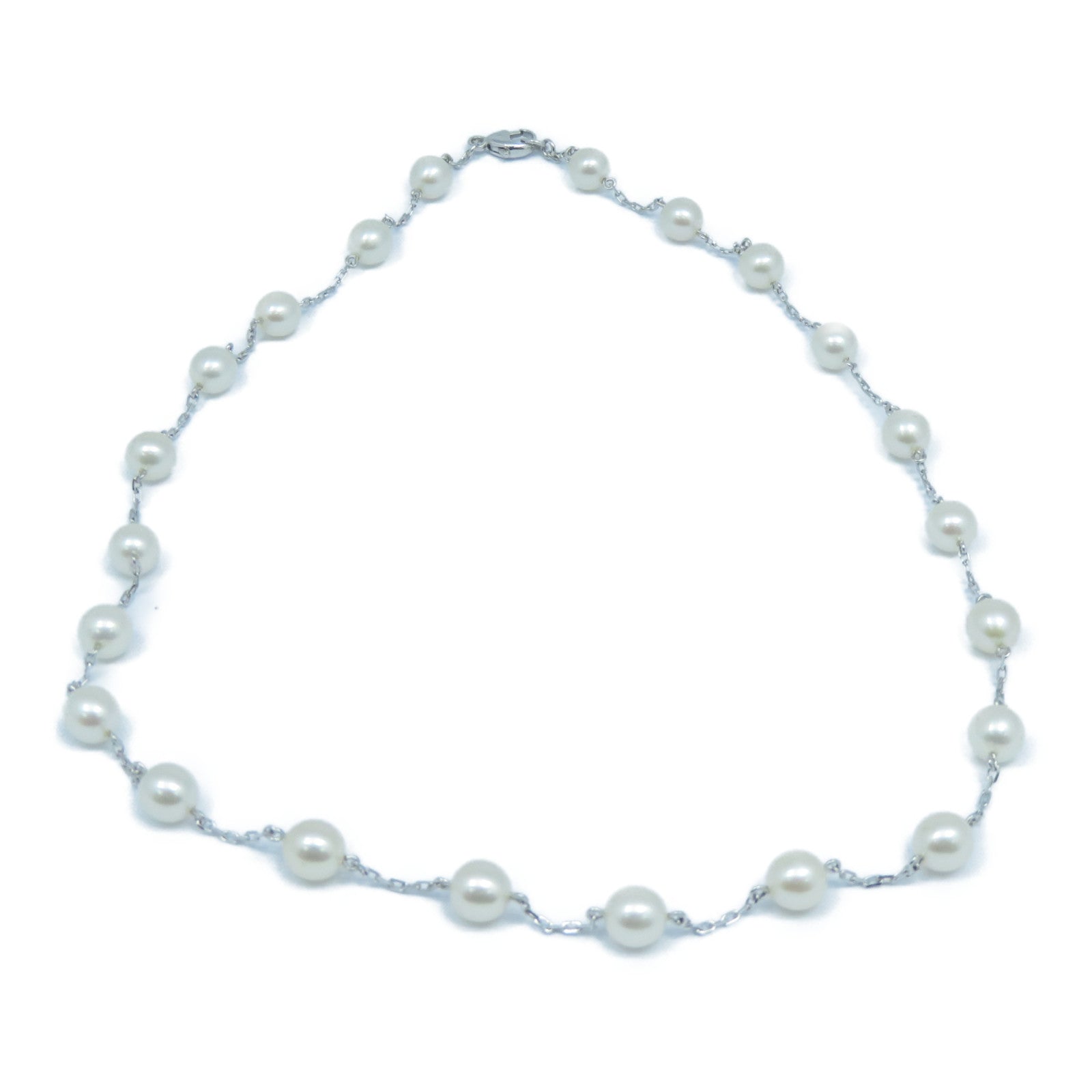 JEWELRY 18K白金Pearl Necklace珍珠項鍊銀色/白色