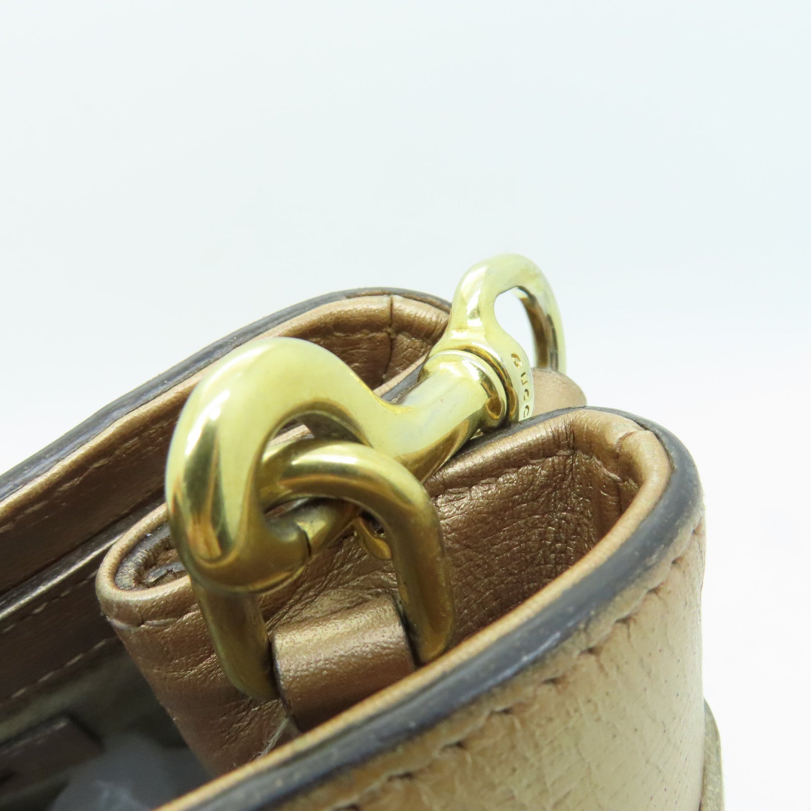 GUCCI 【激減優惠】牛皮皮革Horsebit Handbag金扣手挽肩背兩用袋金色