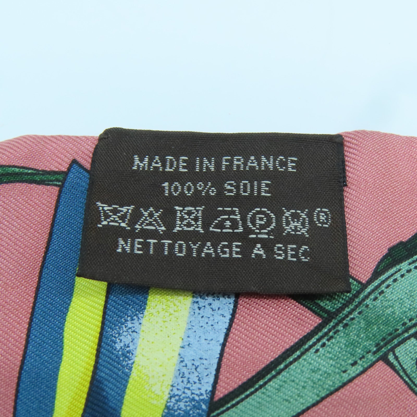 HERMES 絲質Twilly絲巾粉紅色藍色綠色