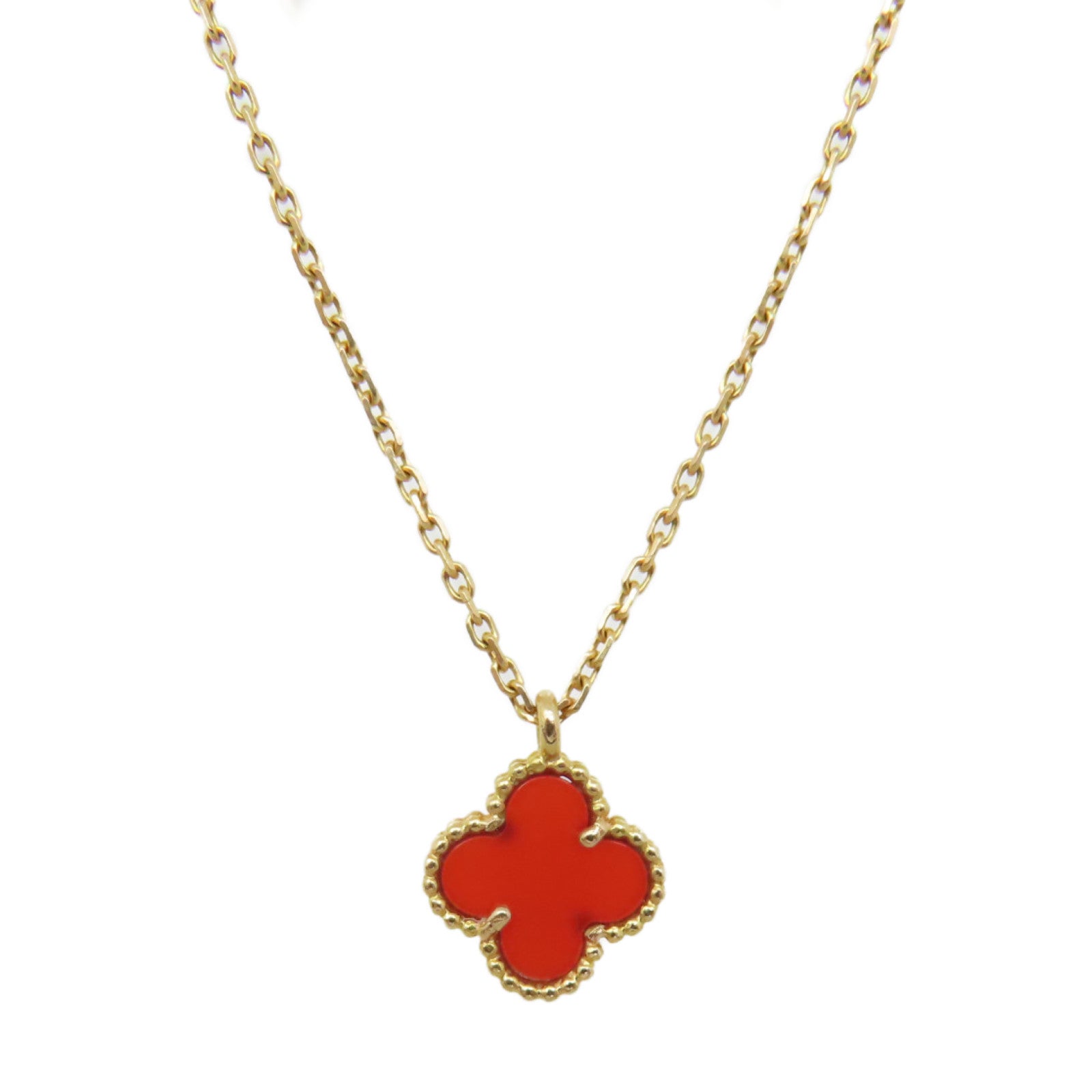 Van Cleef & Arpels 18K黃金/紅玉髓Sweet Alhambra Necklace項鏈紅色/金色