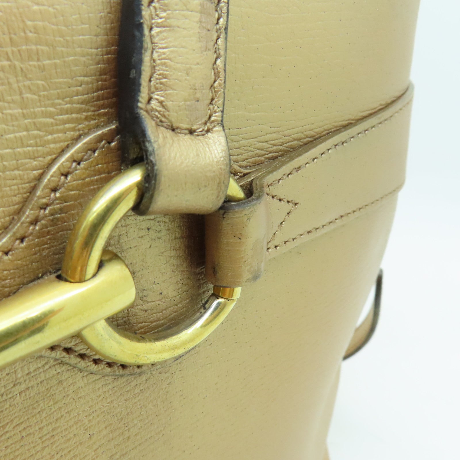 GUCCI 【激減優惠】牛皮皮革Horsebit Handbag金扣手挽肩背兩用袋金色
