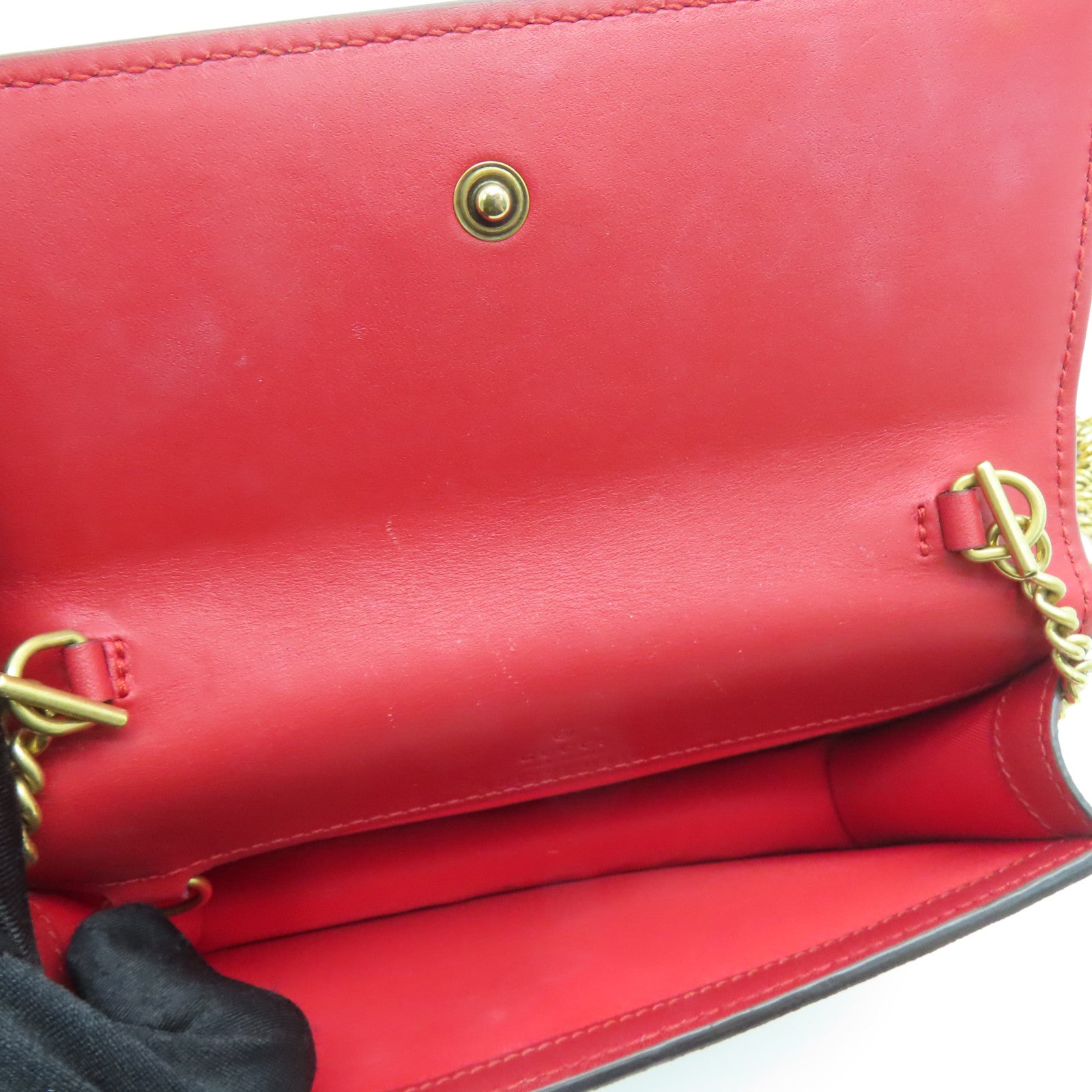GUCCI 帆布Wallet On Chain金扣鏈帶肩背袋啡色