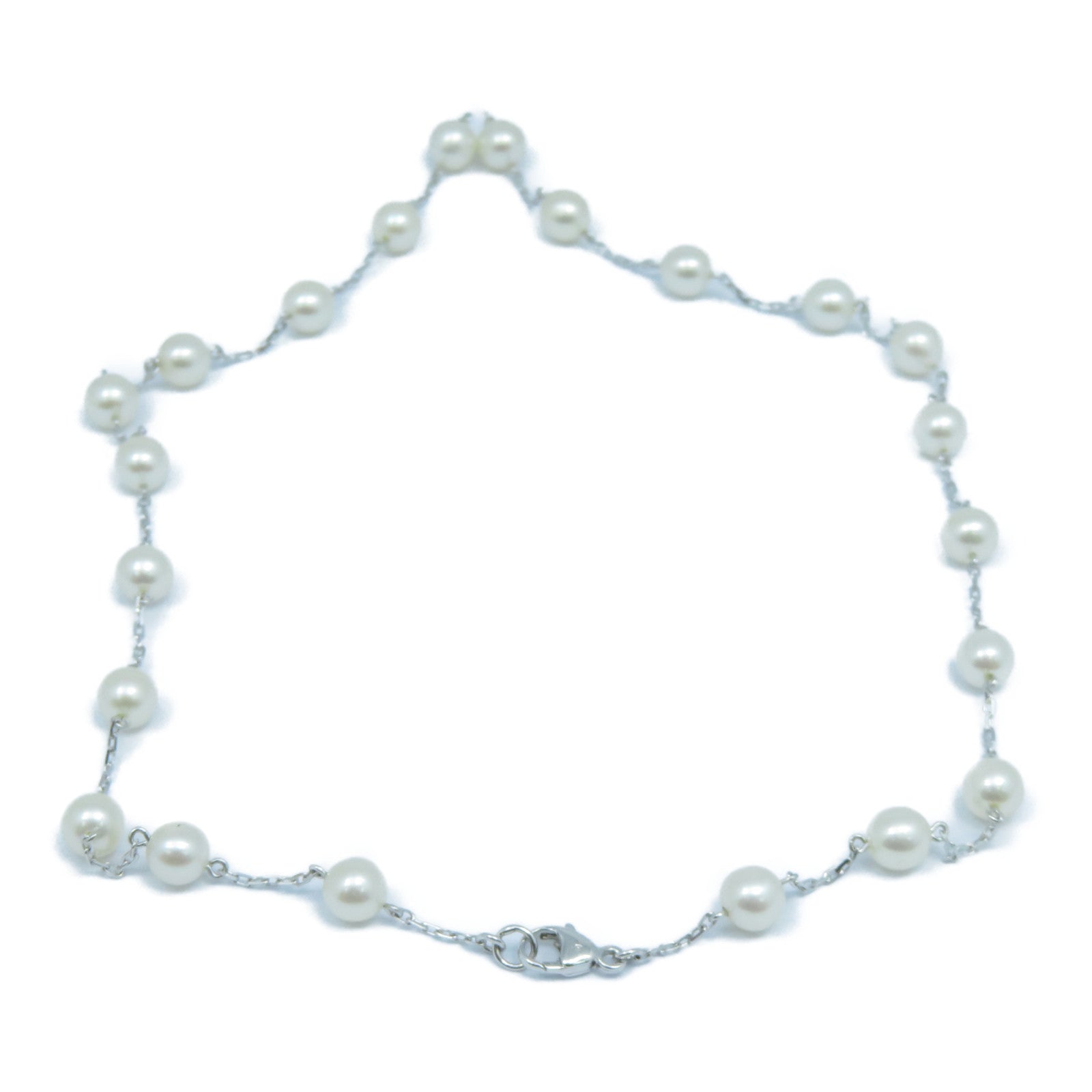 JEWELRY 18K白金Pearl Necklace珍珠項鍊銀色/白色