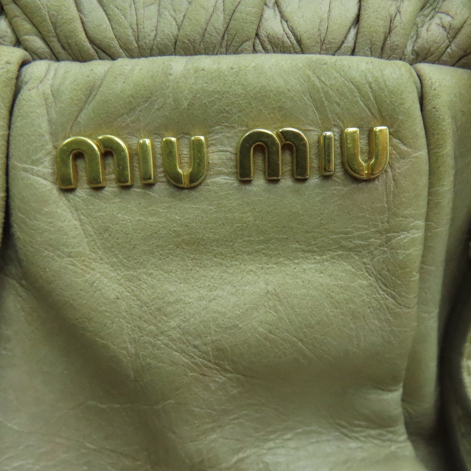 Miu Miu 牛皮皮革2 Way Shoulder金扣手挽肩背两用袋米色