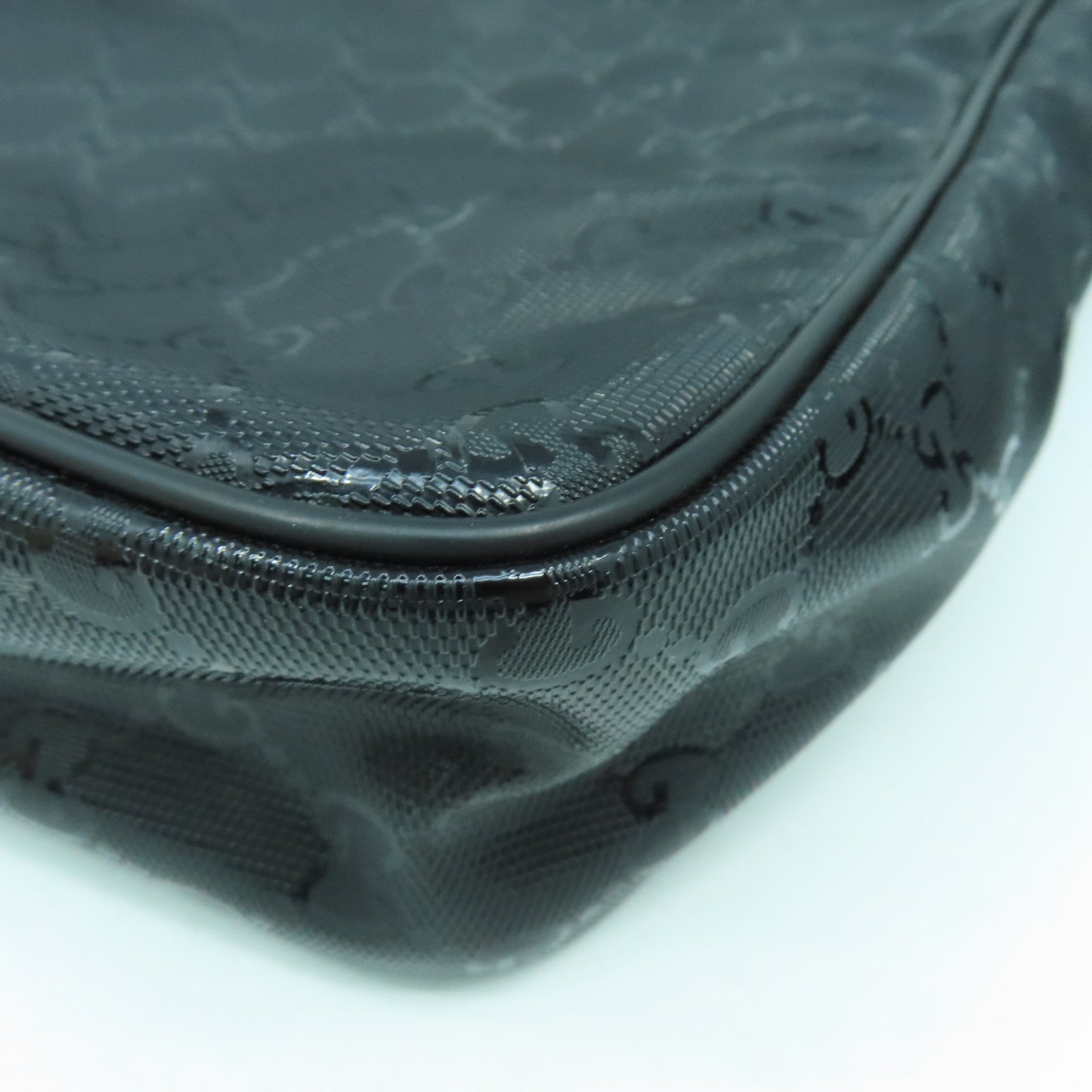 GUCCI 塗層帆布Shoulder Bag銀扣肩背袋黑色