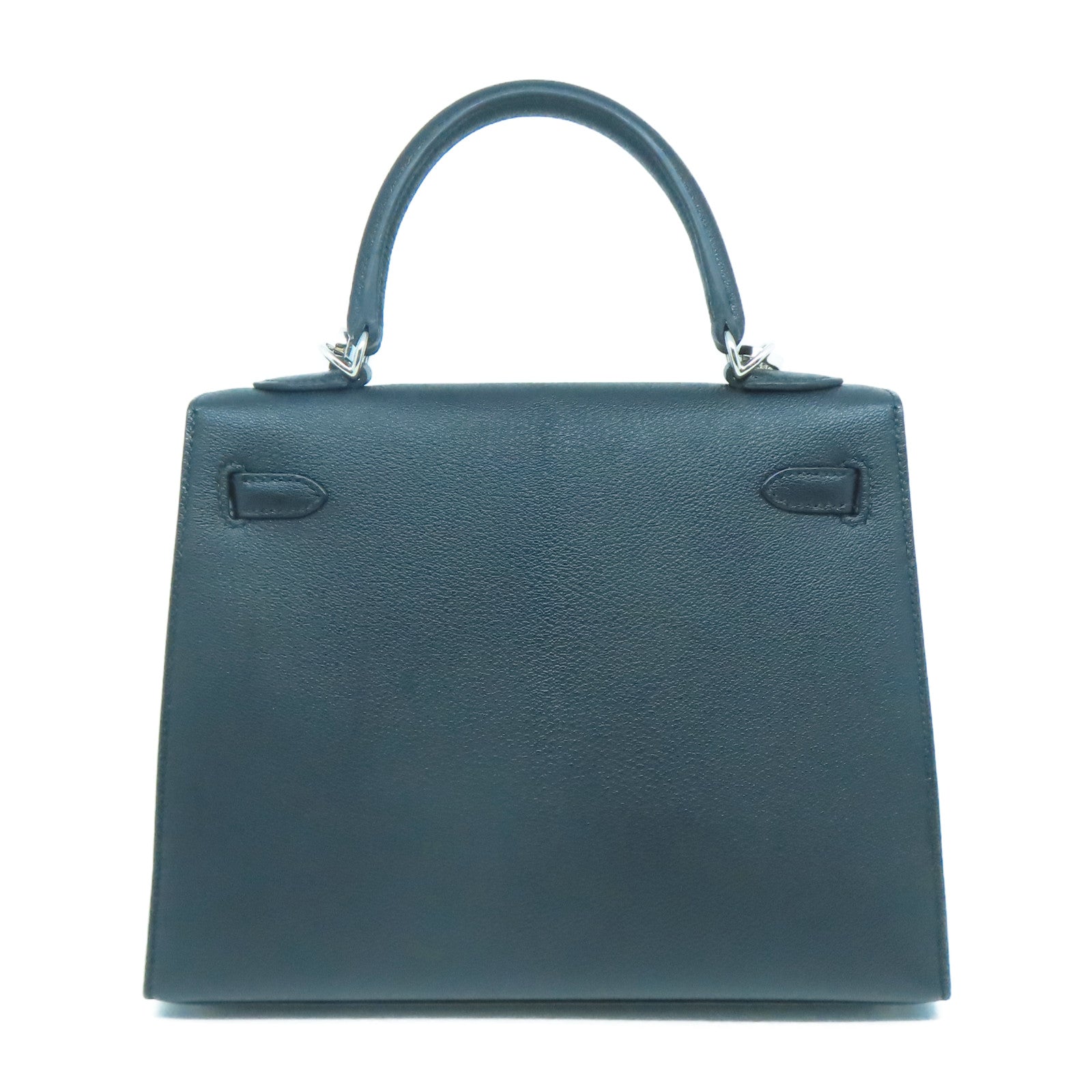 HERMES Chevre皮革Kelly 25銀扣手挽肩背兩用袋黑色