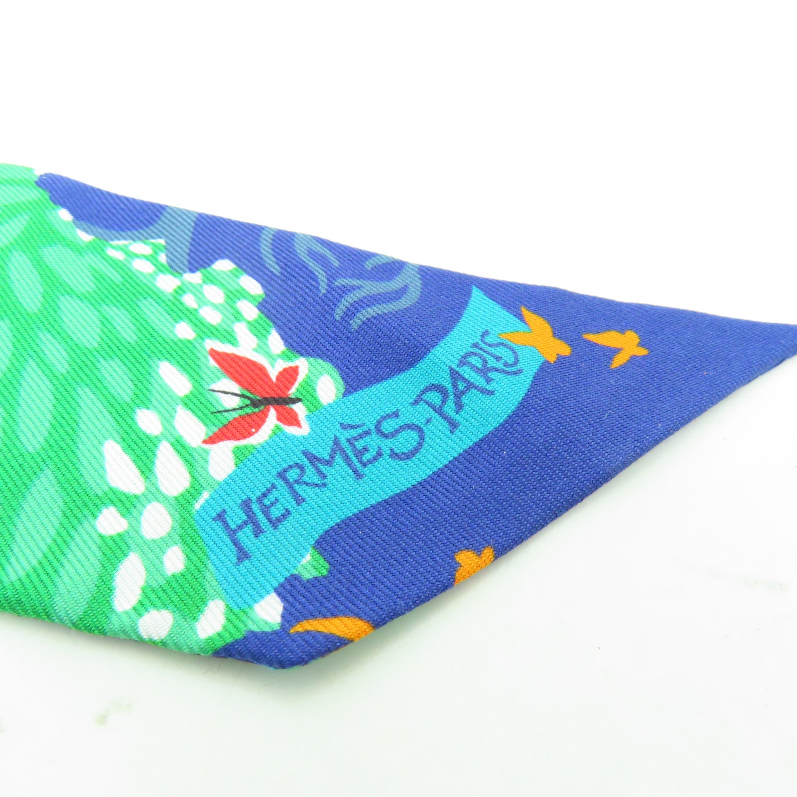 HERMES 絲質Twilly絲巾綠色