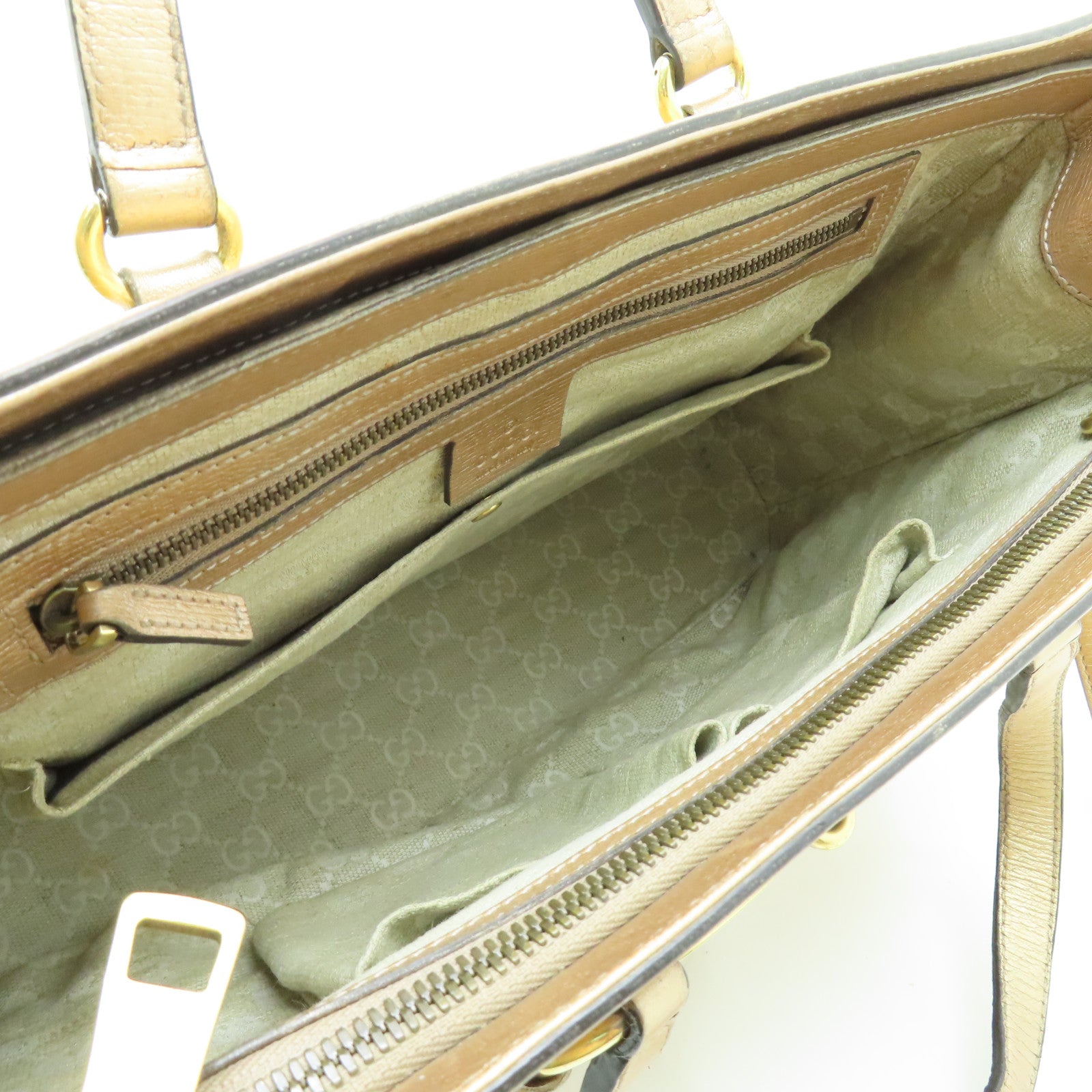 GUCCI 【激減優惠】牛皮皮革Horsebit Handbag金扣手挽肩背兩用袋金色