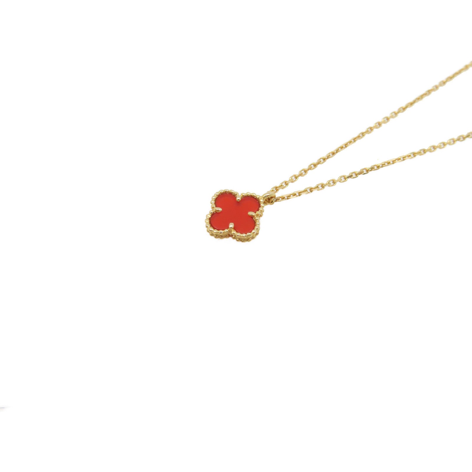 Van Cleef & Arpels 18K黃金/紅玉髓Sweet Alhambra Necklace項鏈紅色/金色