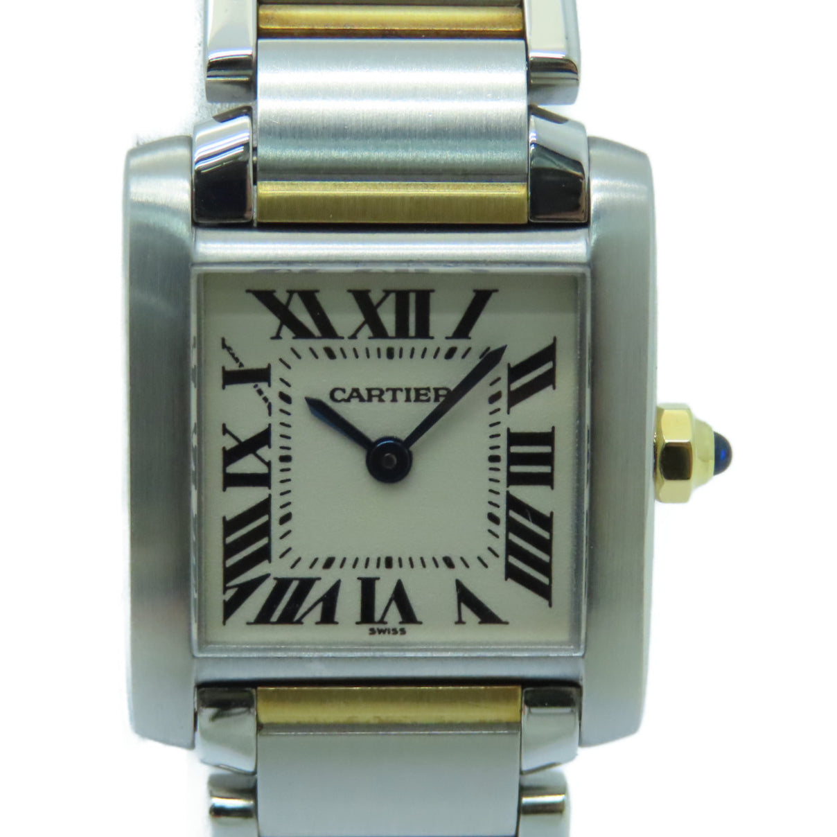 CARTIER Tank Francaise Stainless Steel/18K Watch Quartz Movement White