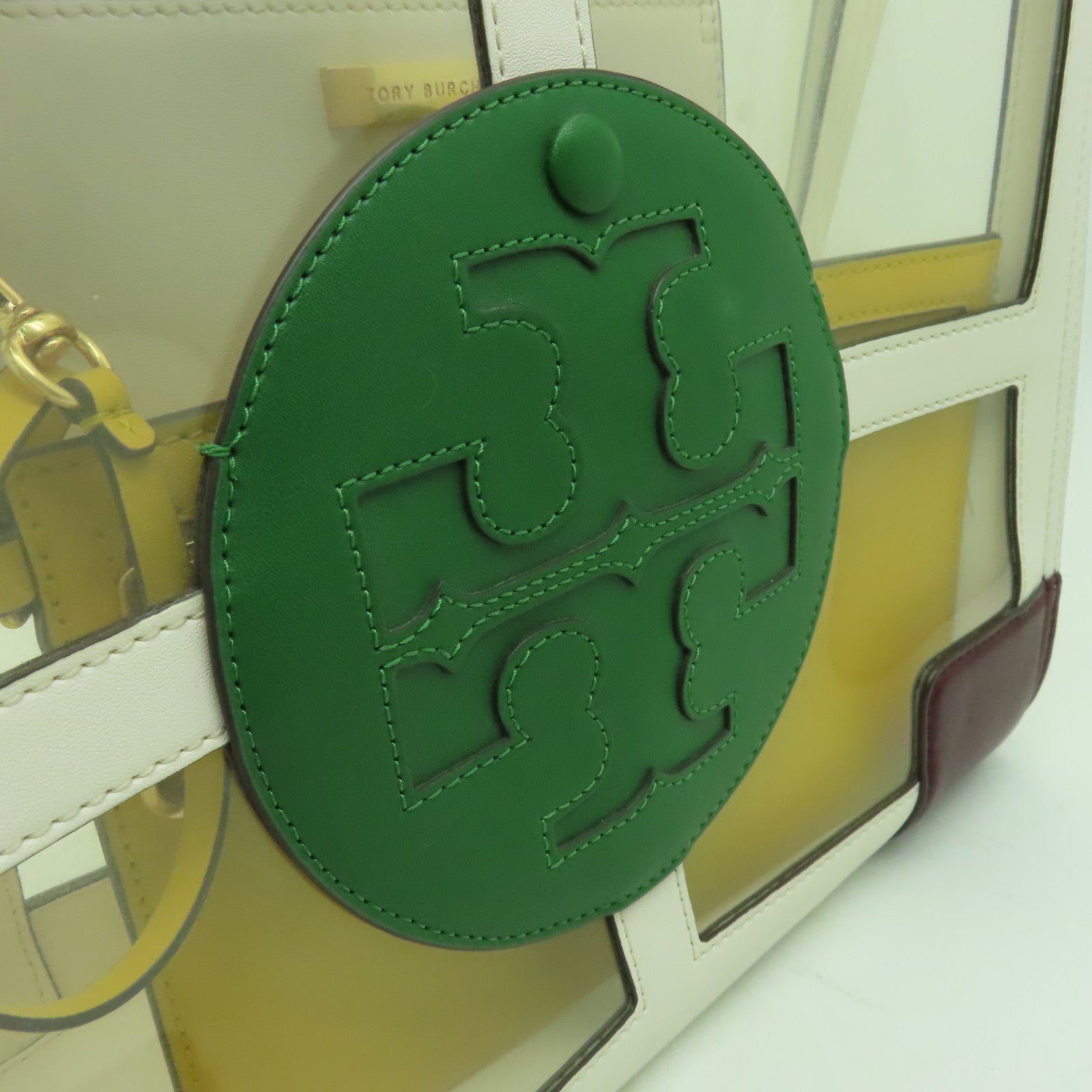 Tory Burch PVC/牛皮皮革Handbag金扣手挽袋白色/綠色/藍色