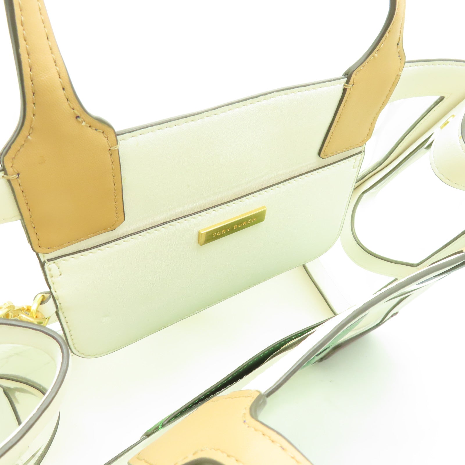 Tory Burch PVC/牛皮皮革Handbag金扣手挽袋白色/綠色/藍色