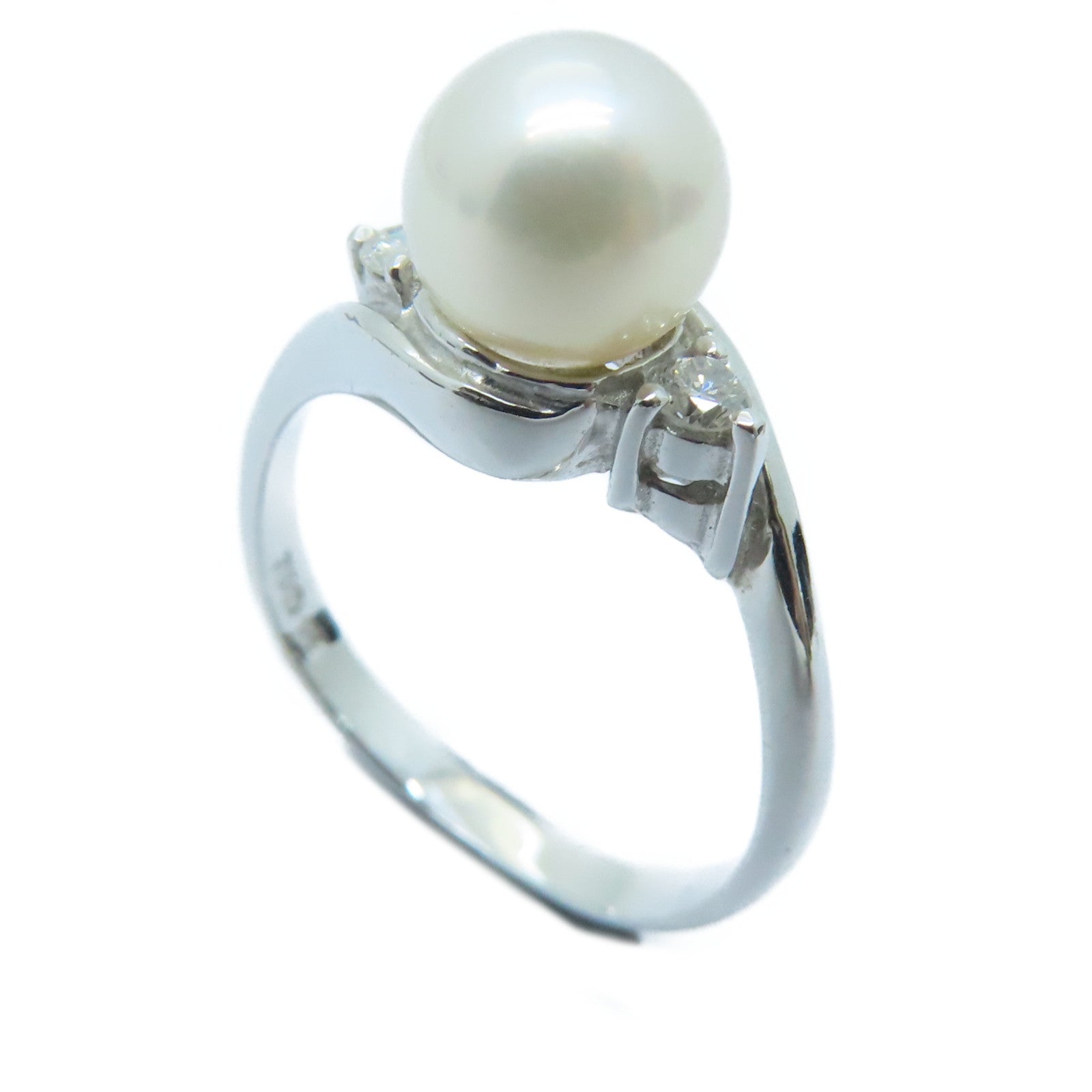 JEWELRY 【激減優惠】18K白金Pearl Ring珍珠戒指US#5.5