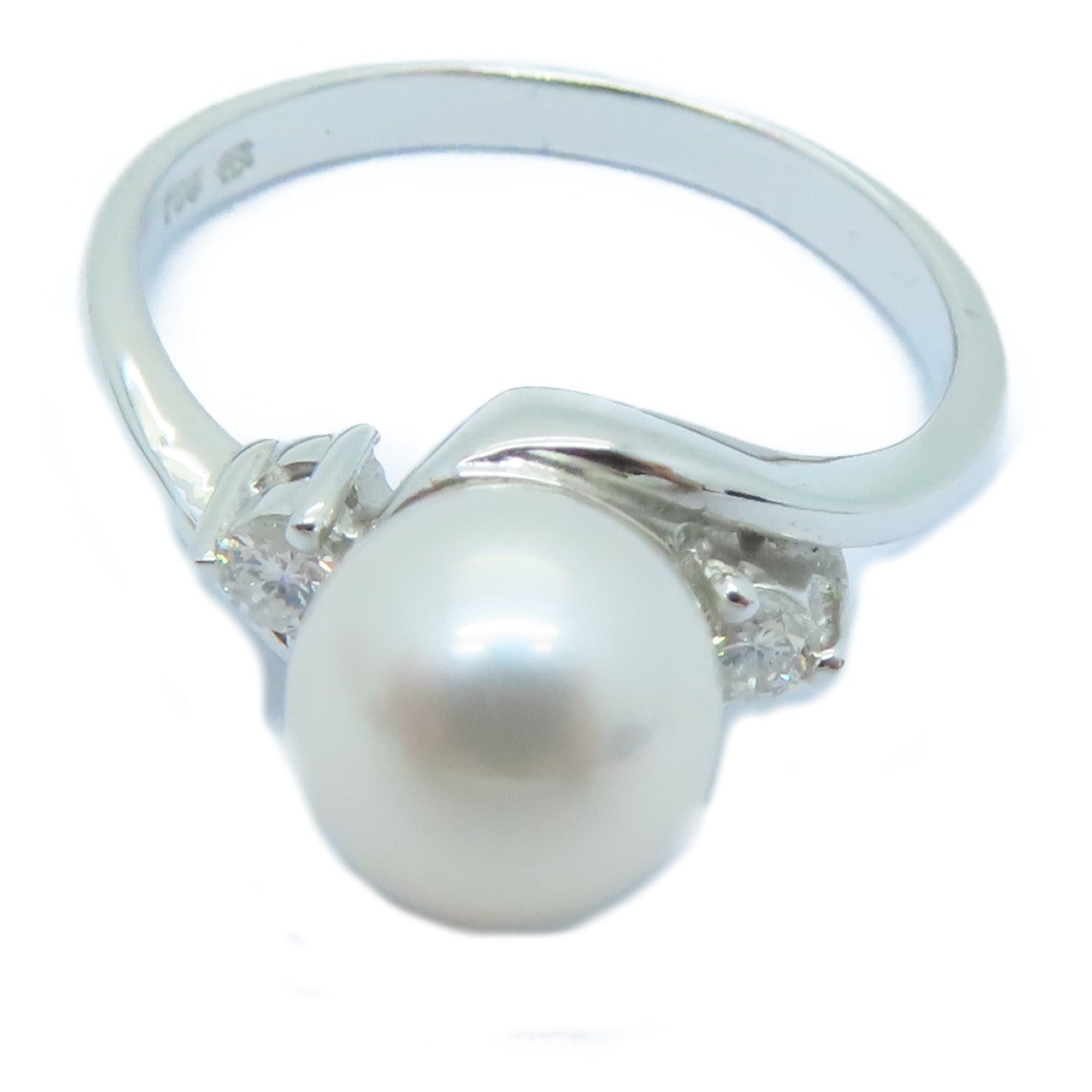 JEWELRY 【激減優惠】18K白金Pearl Ring珍珠戒指US#5.5