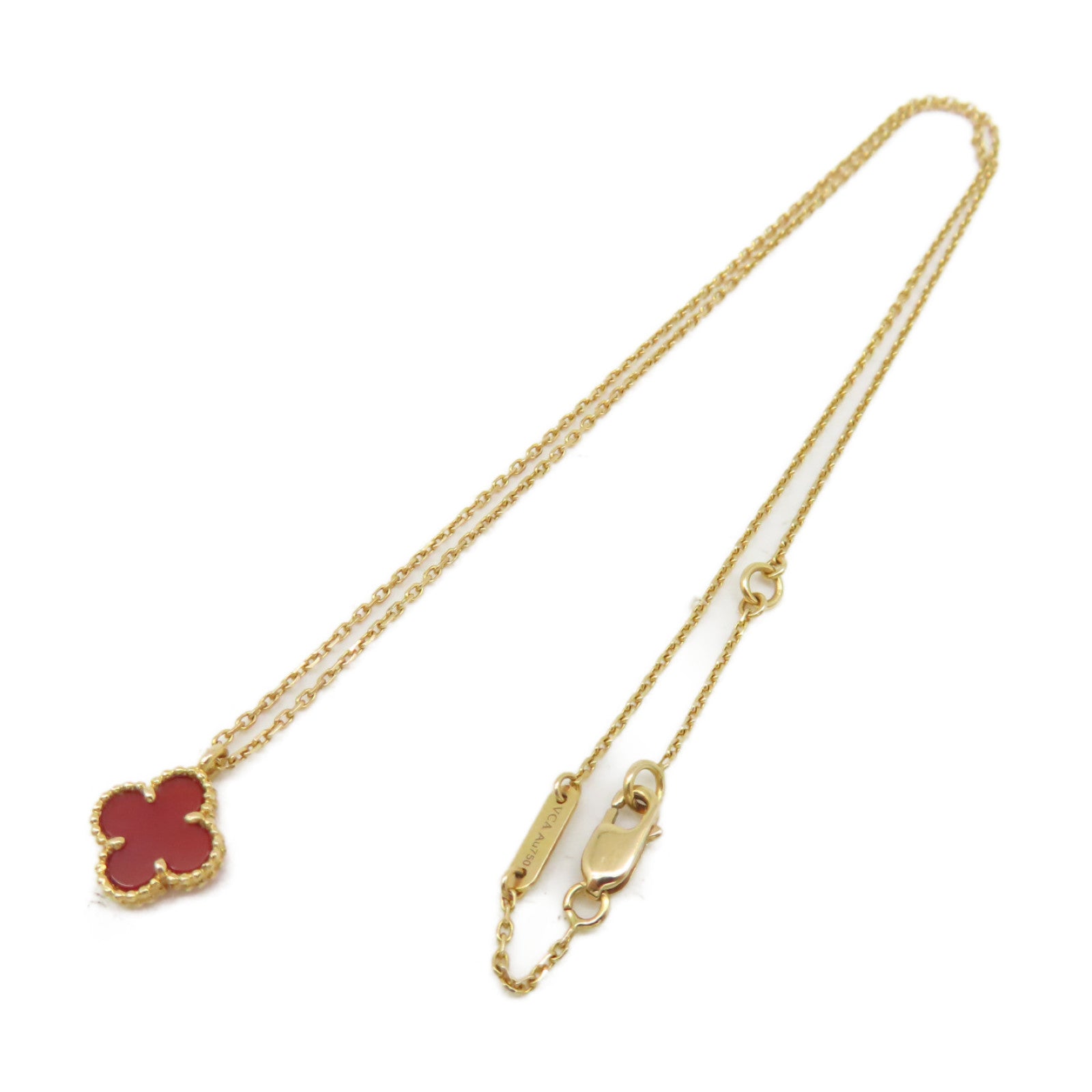 Van Cleef & Arpels 18K黃金/紅玉髓Sweet Alhambra Necklace項鏈紅色/金色