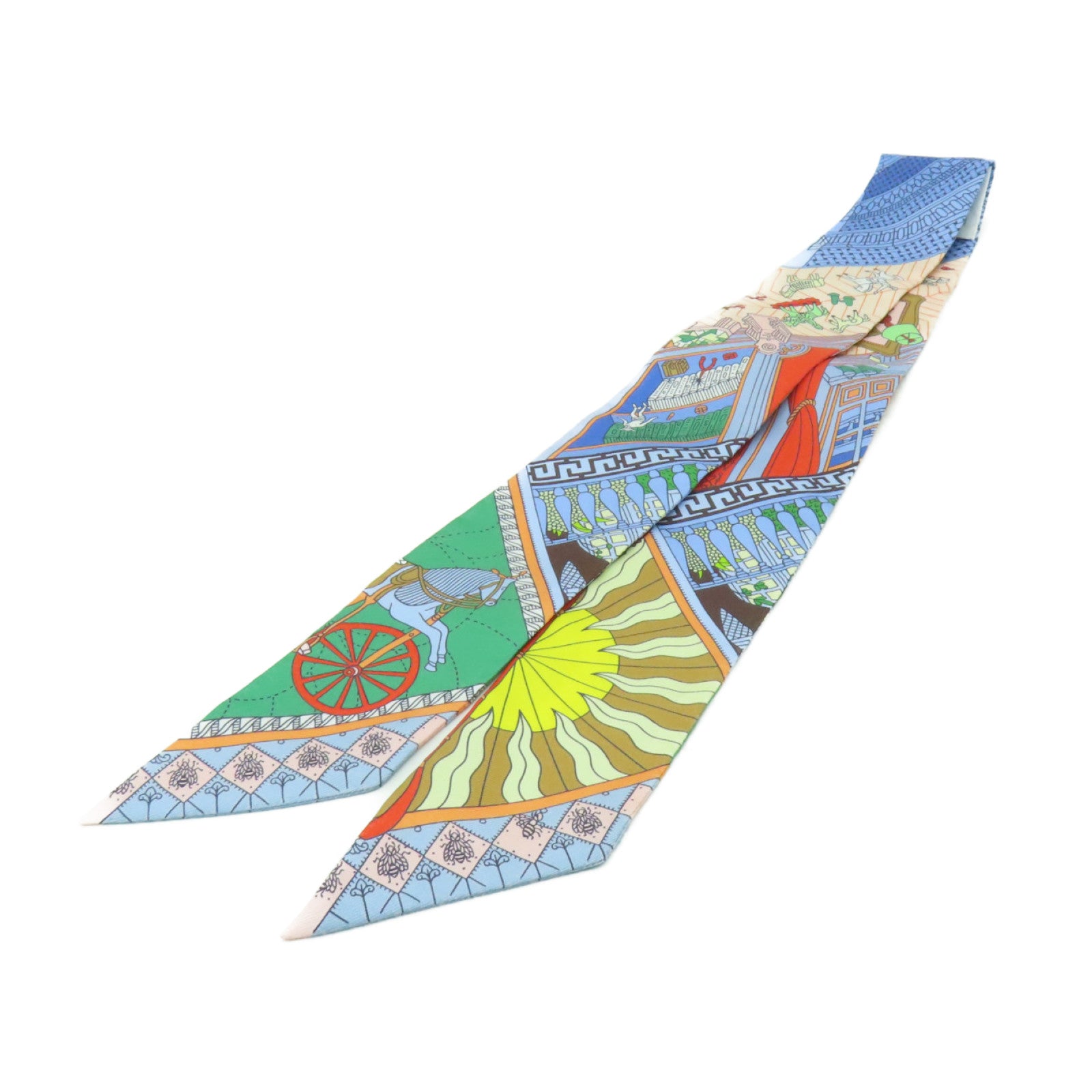 HERMES 【激減優惠】絲質Twilly絲巾藍色/彩色