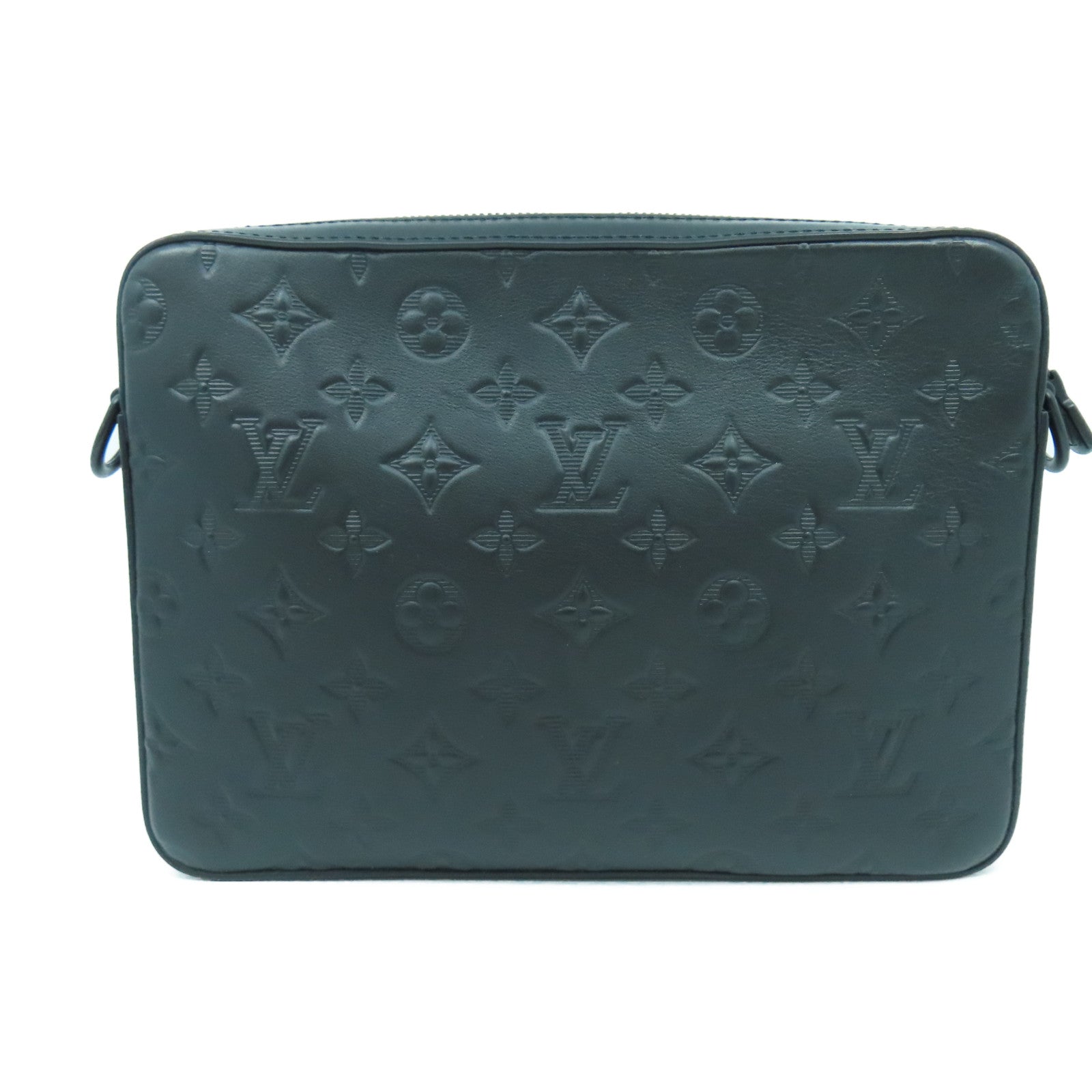 LOUIS VUITTON Monogram Shadow Duo Messenger黑扣肩背袋黑色