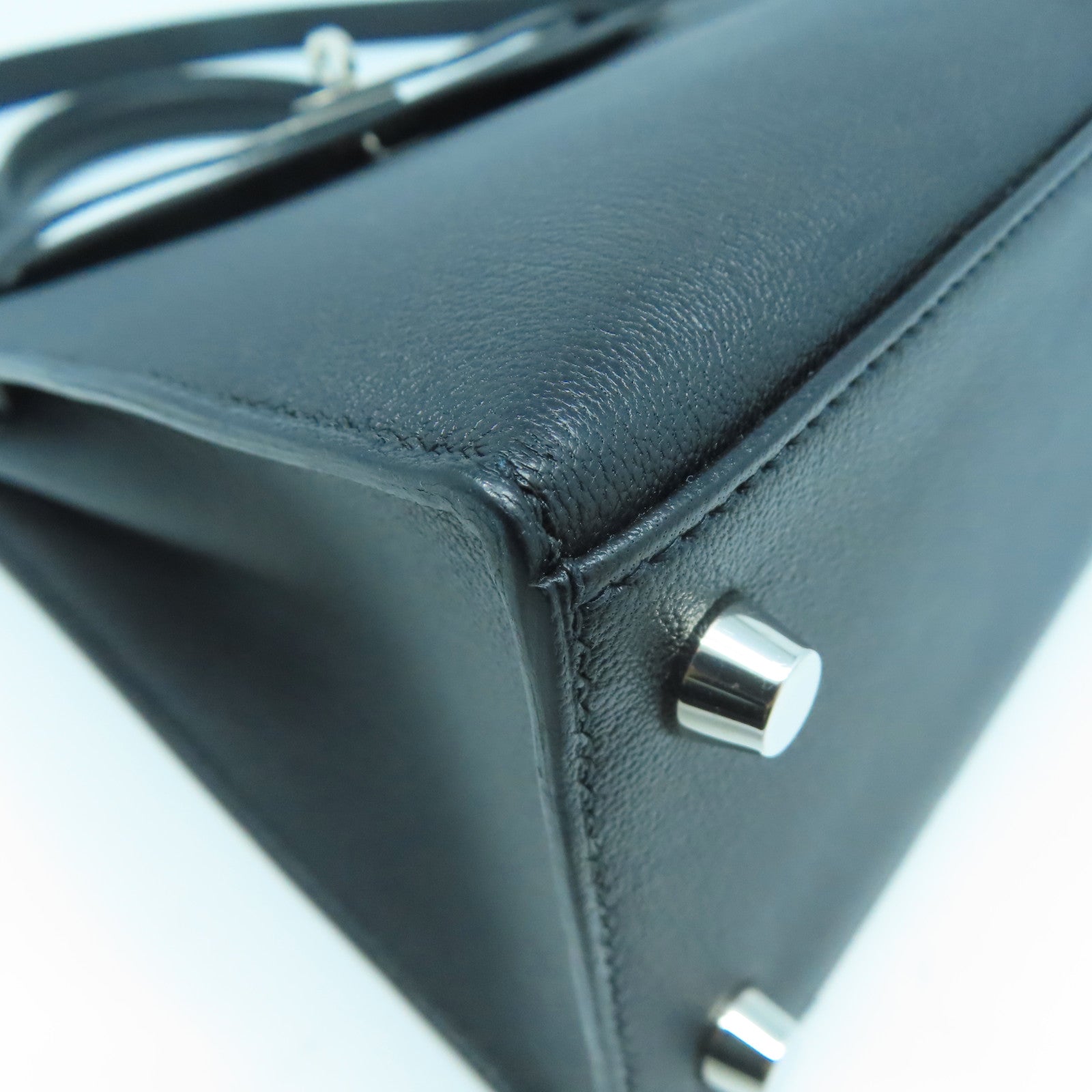 HERMES Chevre皮革Kelly 25銀扣手挽肩背兩用袋黑色