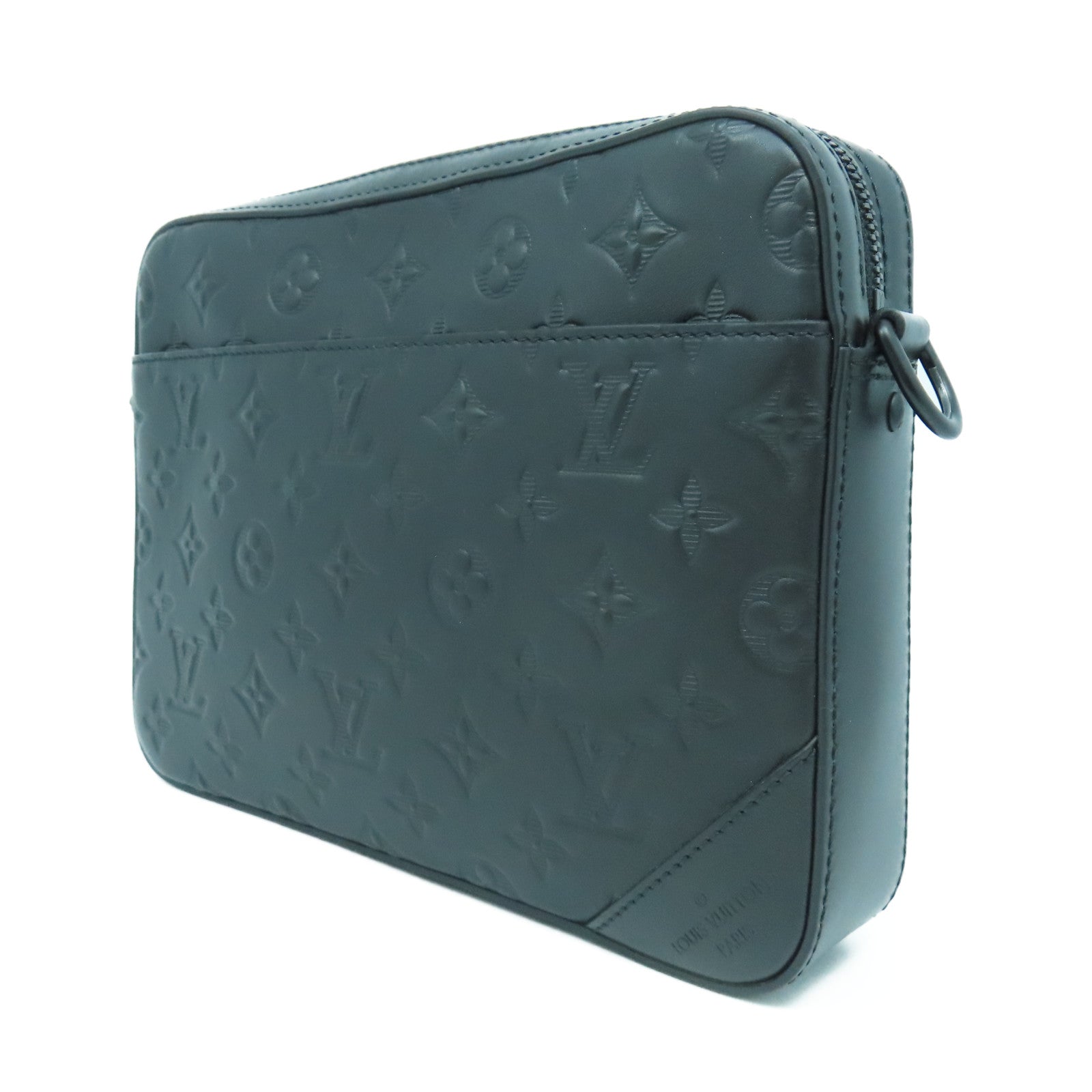 LOUIS VUITTON Monogram Shadow Duo Messenger黑扣肩背袋黑色